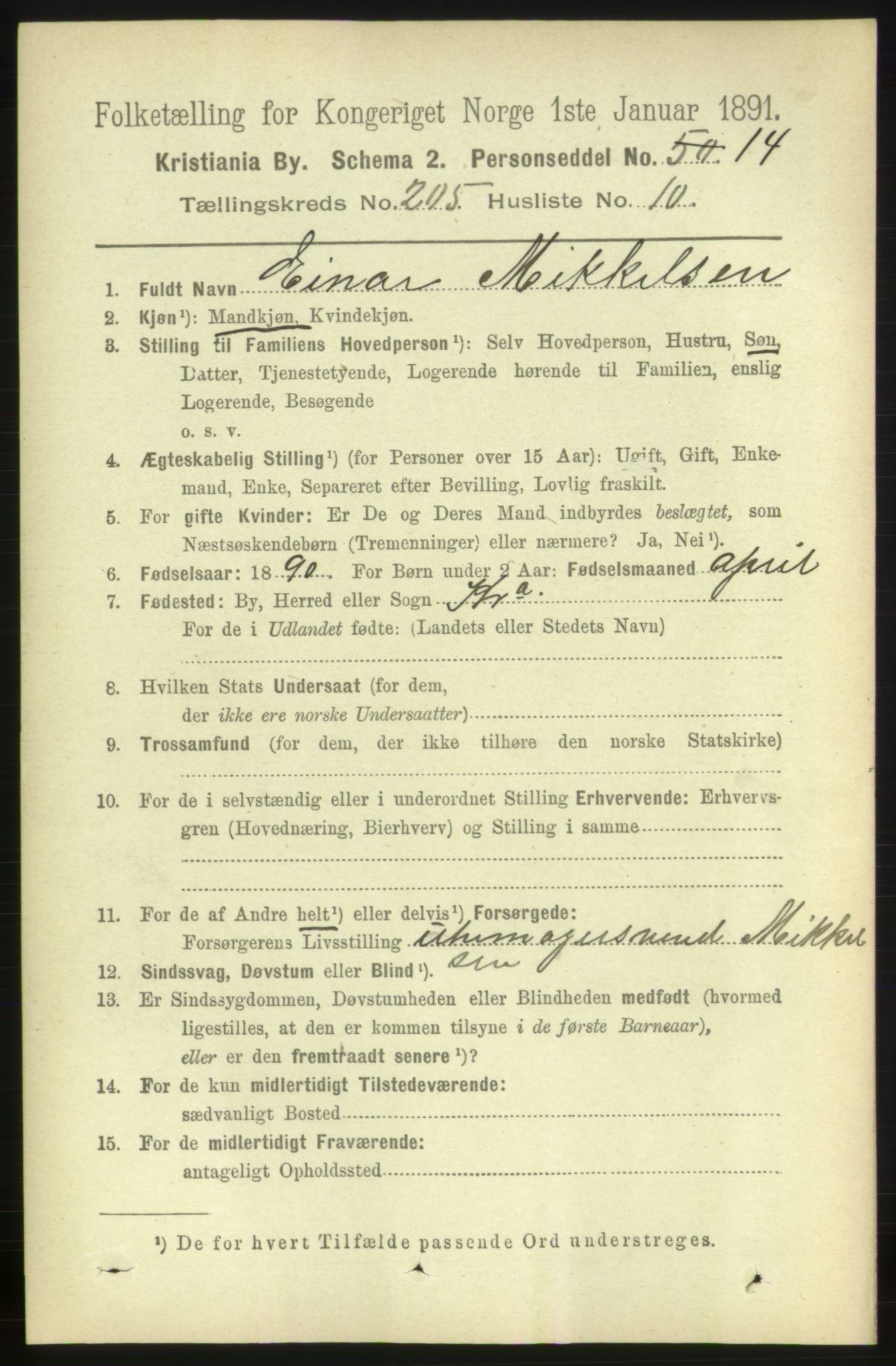 RA, 1891 census for 0301 Kristiania, 1891, p. 123637