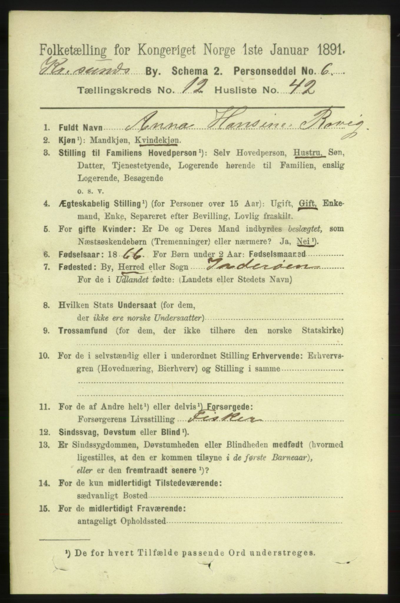 RA, 1891 census for 1503 Kristiansund, 1891, p. 9675