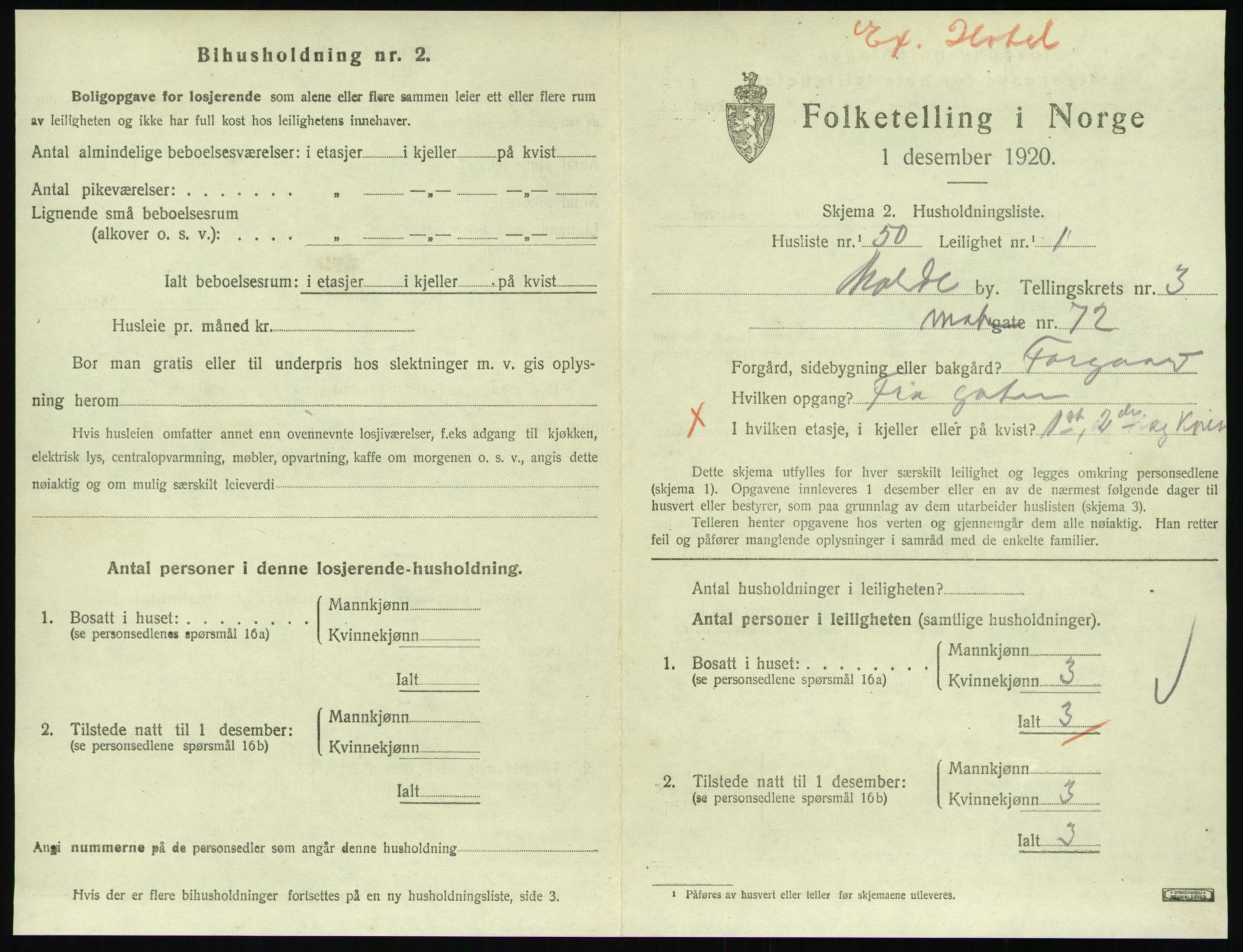 SAT, 1920 census for Molde, 1920, p. 1231