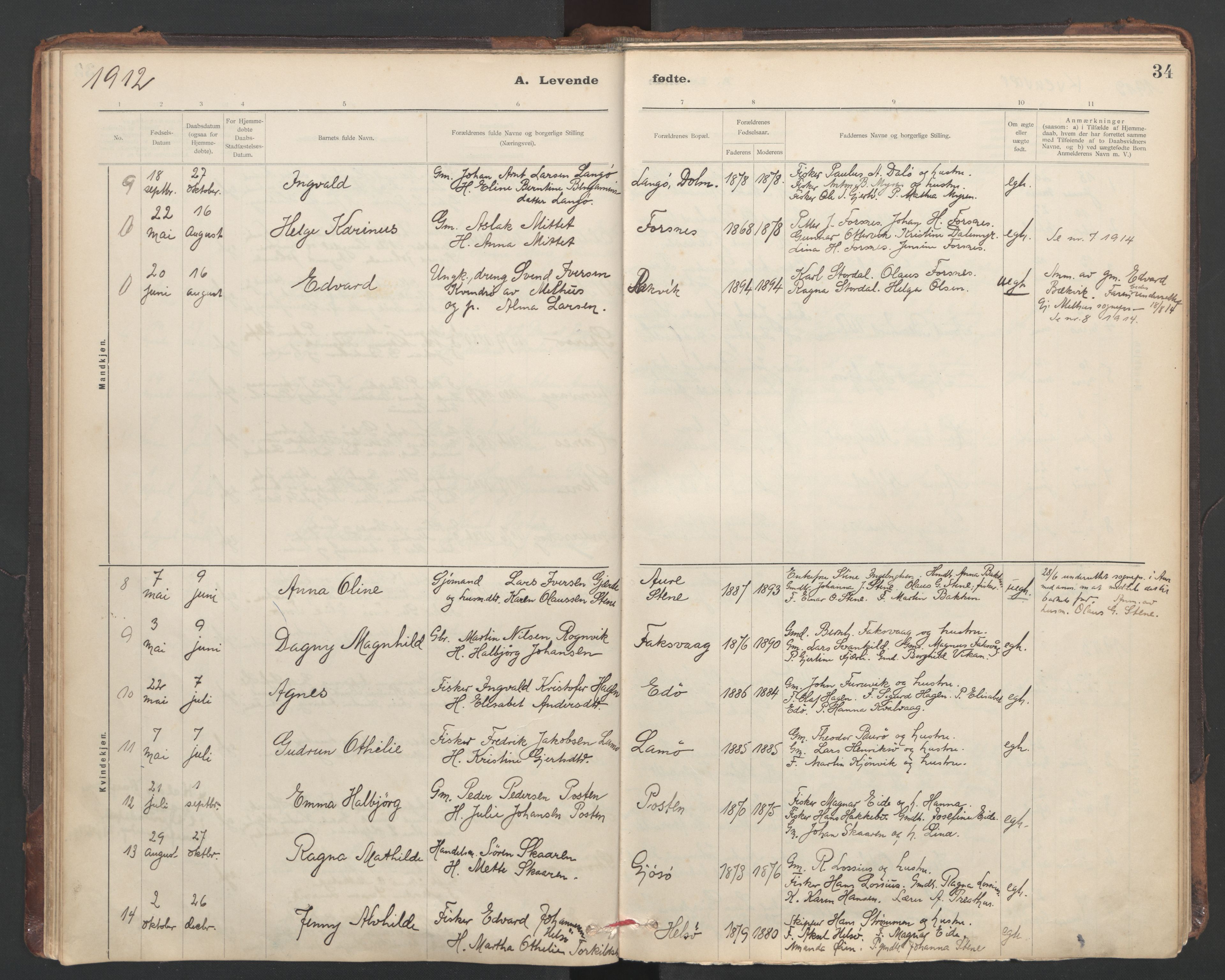 Ministerialprotokoller, klokkerbøker og fødselsregistre - Sør-Trøndelag, AV/SAT-A-1456/635/L0552: Parish register (official) no. 635A02, 1899-1919, p. 34