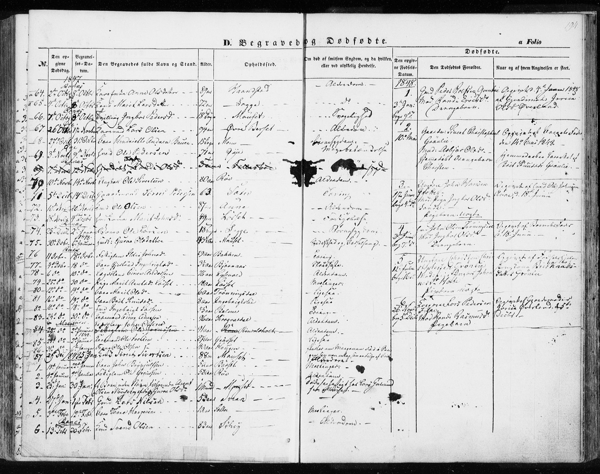 Ministerialprotokoller, klokkerbøker og fødselsregistre - Møre og Romsdal, SAT/A-1454/595/L1043: Parish register (official) no. 595A05, 1843-1851, p. 194