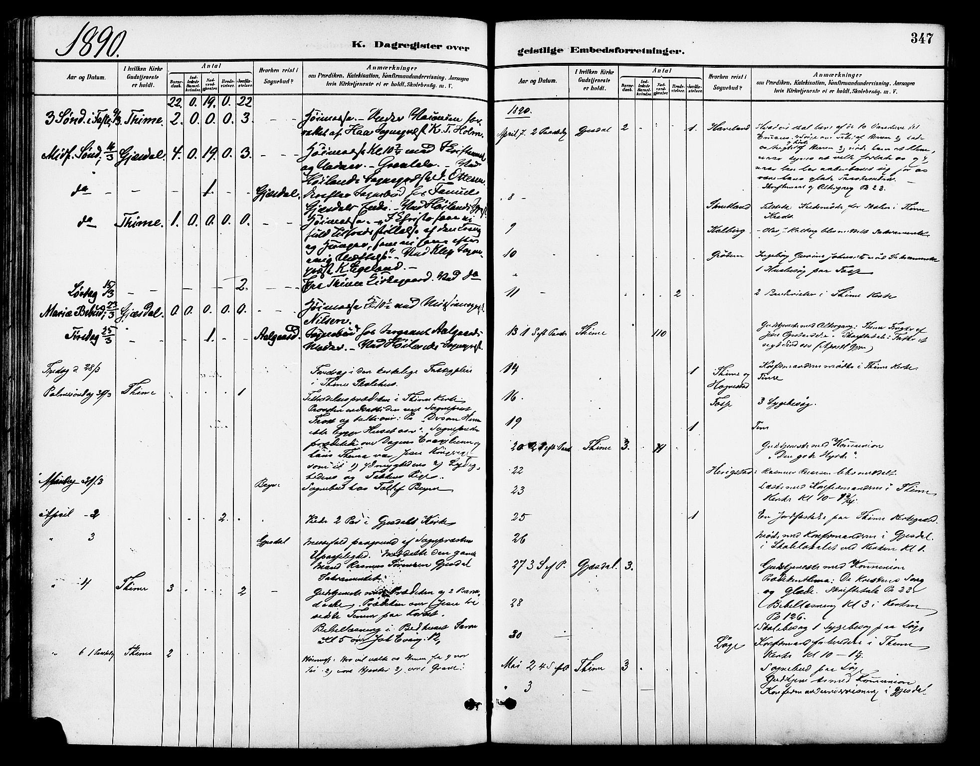 Lye sokneprestkontor, AV/SAST-A-101794/001/30BA/L0009: Parish register (official) no. A 8, 1881-1892, p. 347