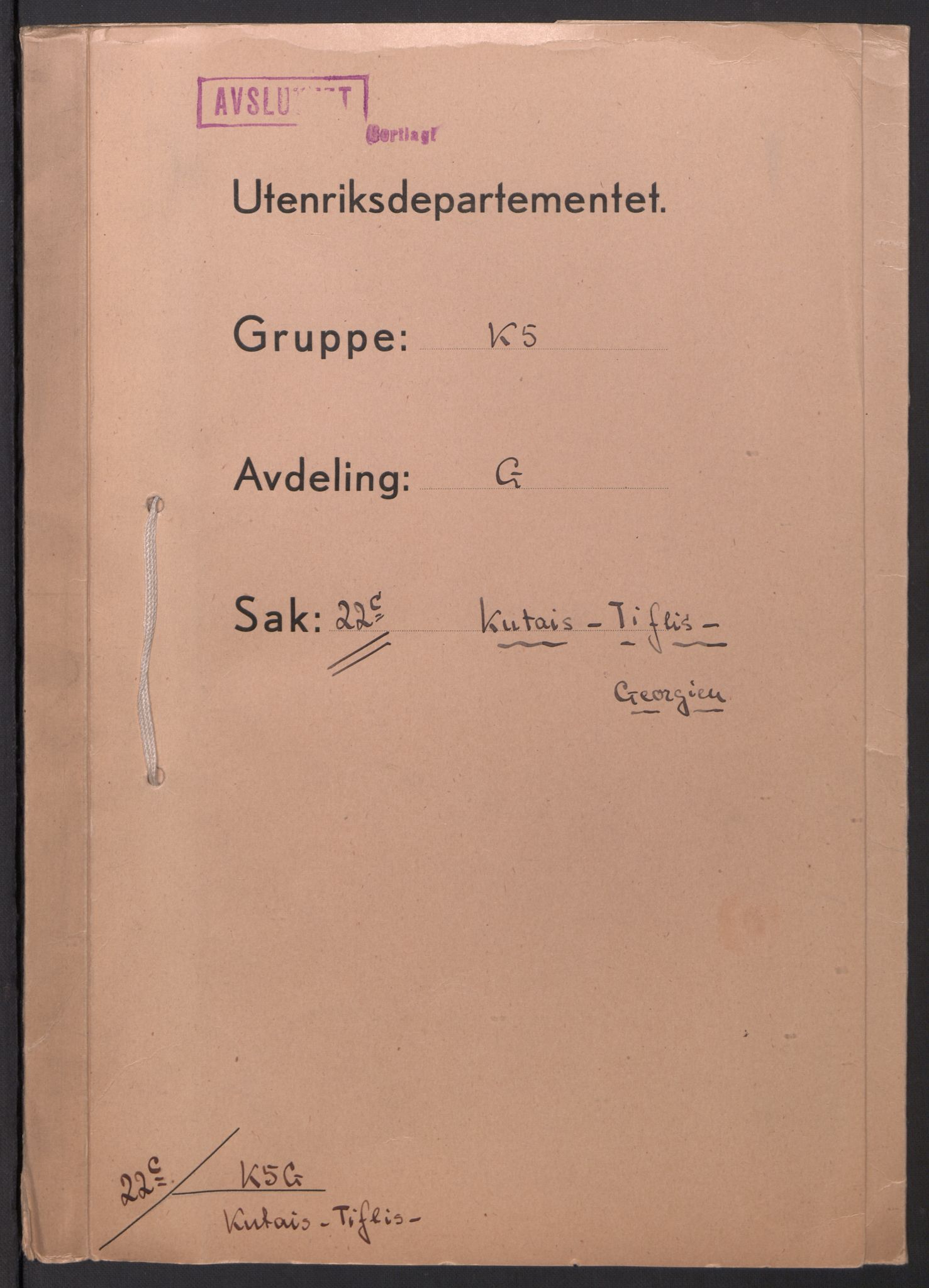 Utenriksdepartementet, RA/S-2259, 1918-1937, p. 1