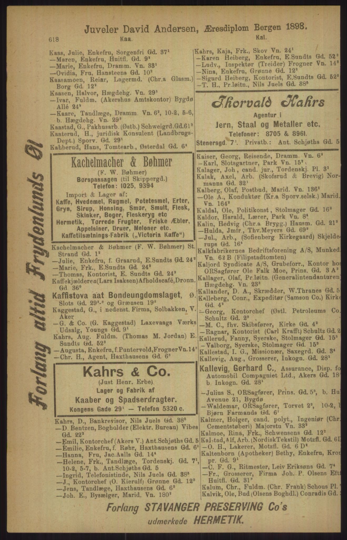 Kristiania/Oslo adressebok, PUBL/-, 1911, p. 618