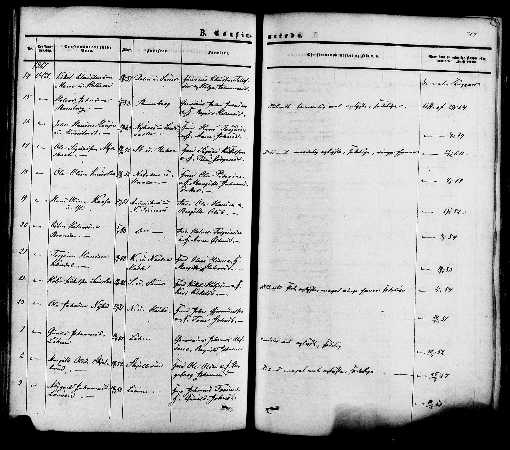 Heddal kirkebøker, AV/SAKO-A-268/F/Fa/L0007: Parish register (official) no. I 7, 1855-1877, p. 267