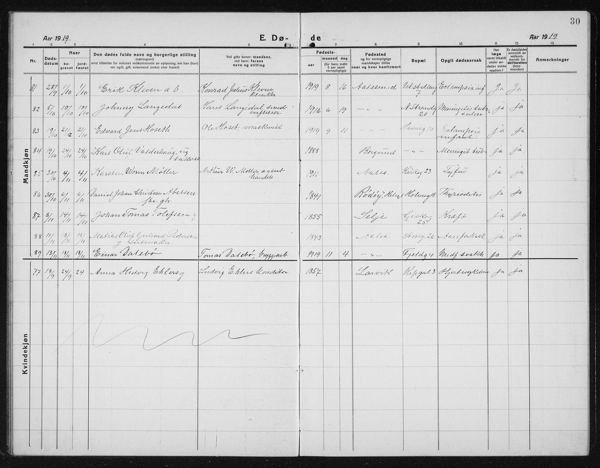 Ministerialprotokoller, klokkerbøker og fødselsregistre - Møre og Romsdal, AV/SAT-A-1454/529/L0474: Parish register (copy) no. 529C11, 1918-1938, p. 30