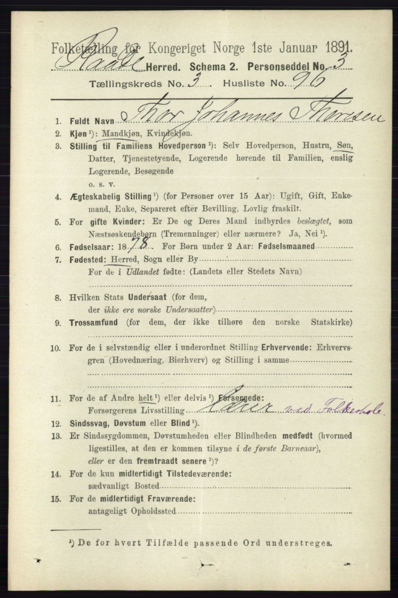 RA, 1891 census for 0135 Råde, 1891, p. 1733