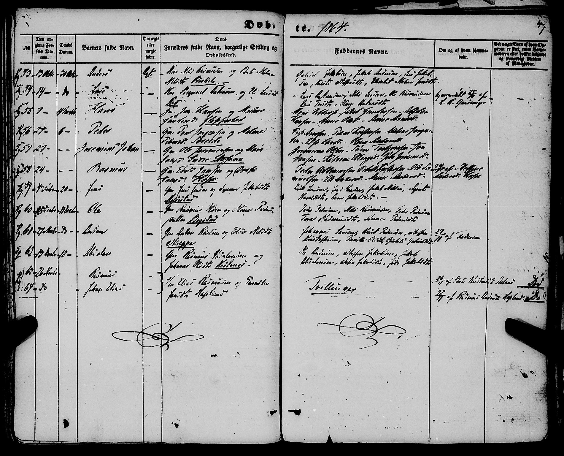 Gloppen sokneprestembete, AV/SAB-A-80101/H/Haa/Haaa/L0009: Parish register (official) no. A 9, 1855-1870, p. 47