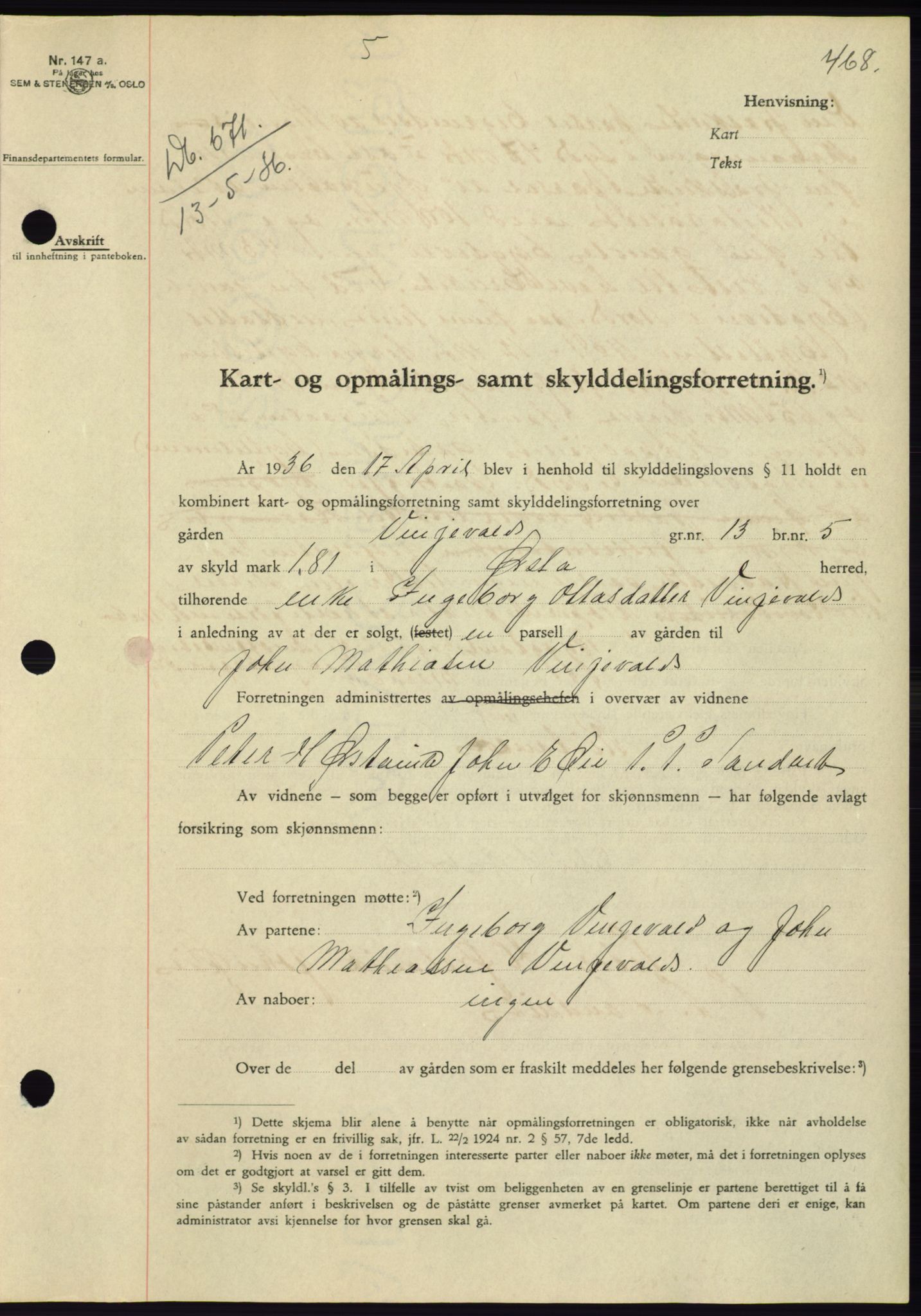 Søre Sunnmøre sorenskriveri, AV/SAT-A-4122/1/2/2C/L0060: Mortgage book no. 54, 1935-1936, Deed date: 13.05.1936