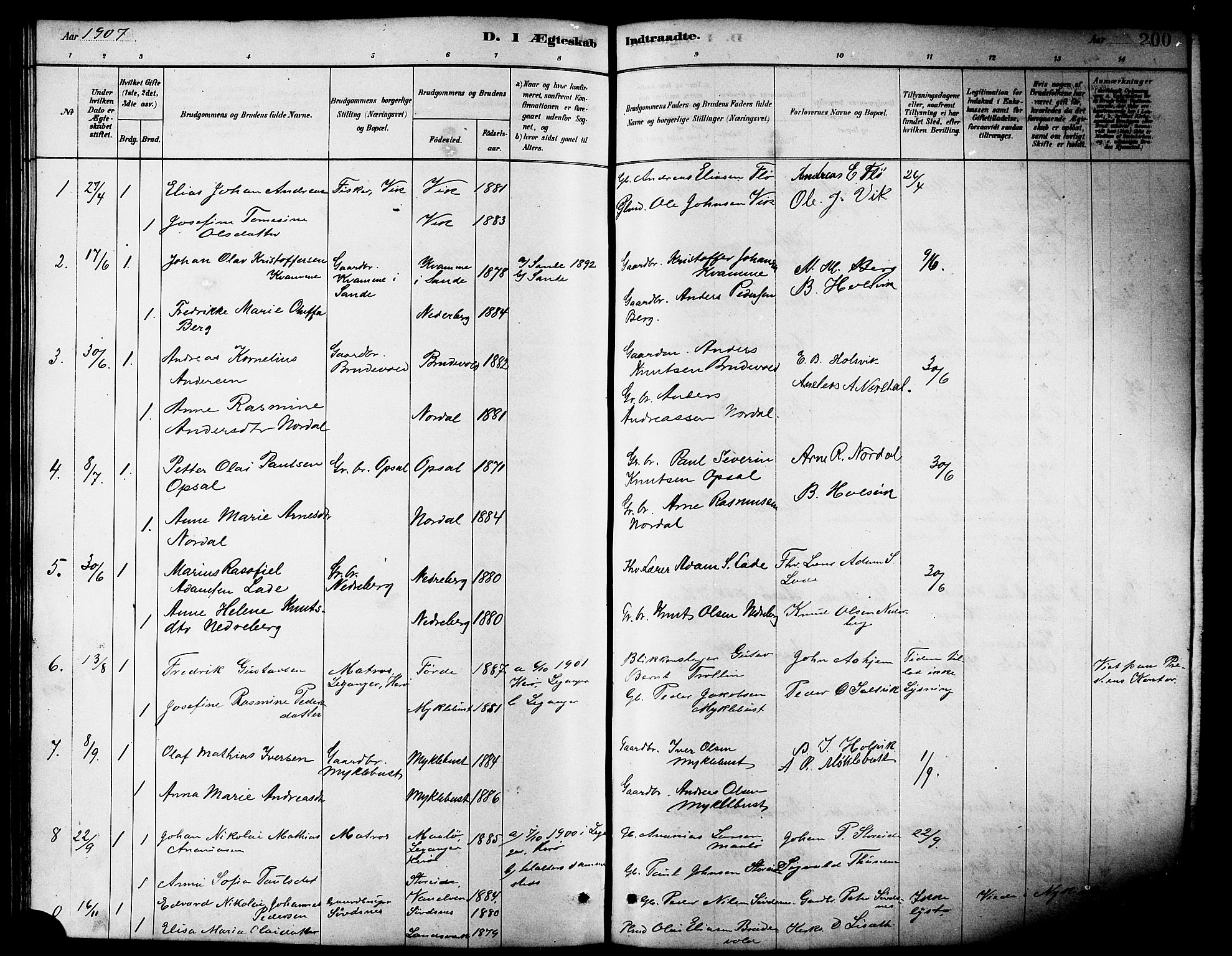 Ministerialprotokoller, klokkerbøker og fødselsregistre - Møre og Romsdal, AV/SAT-A-1454/502/L0027: Parish register (copy) no. 502C01, 1878-1908, p. 200