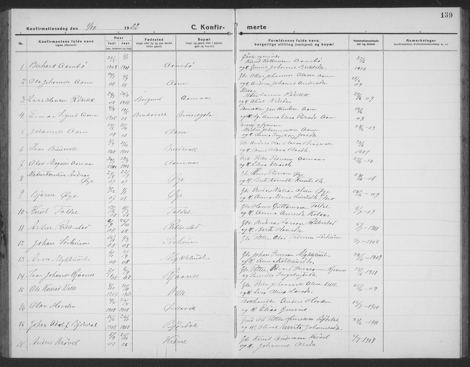 Ministerialprotokoller, klokkerbøker og fødselsregistre - Møre og Romsdal, SAT/A-1454/513/L0191: Parish register (copy) no. 513C05, 1920-1941, p. 139