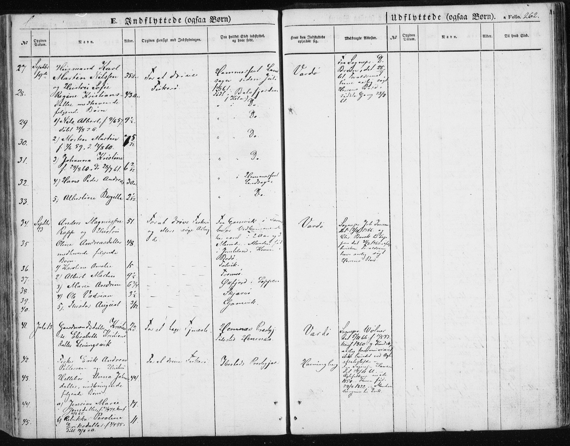 Vardø sokneprestkontor, SATØ/S-1332/H/Ha/L0004kirke: Parish register (official) no. 4, 1862-1871, p. 262