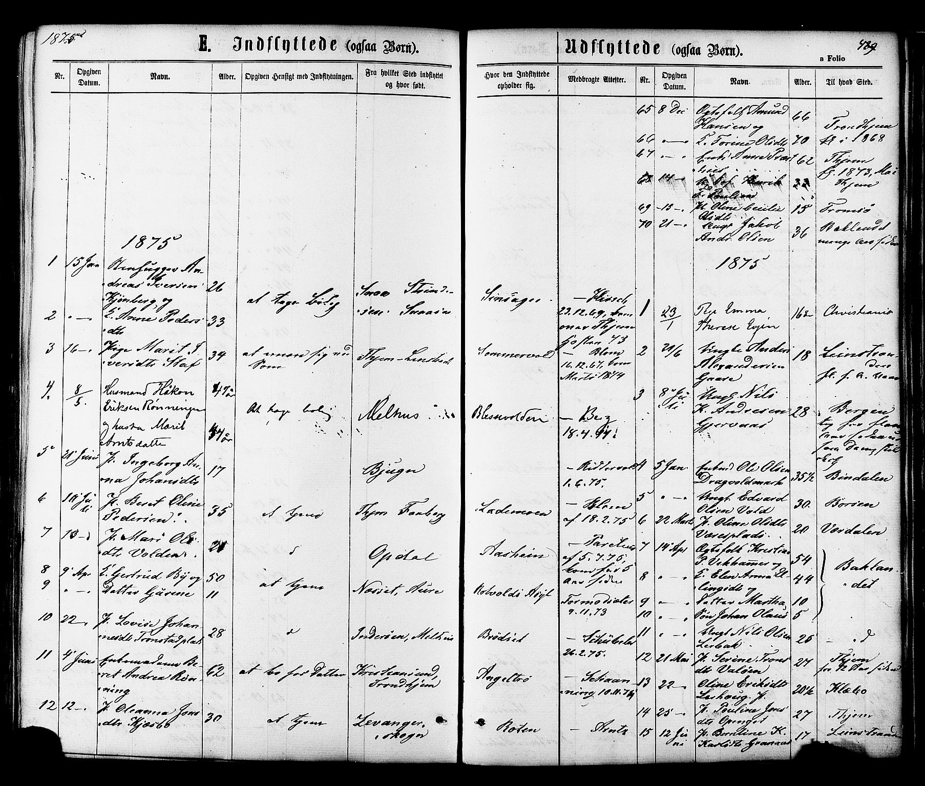 Ministerialprotokoller, klokkerbøker og fødselsregistre - Sør-Trøndelag, AV/SAT-A-1456/606/L0293: Parish register (official) no. 606A08, 1866-1877, p. 489