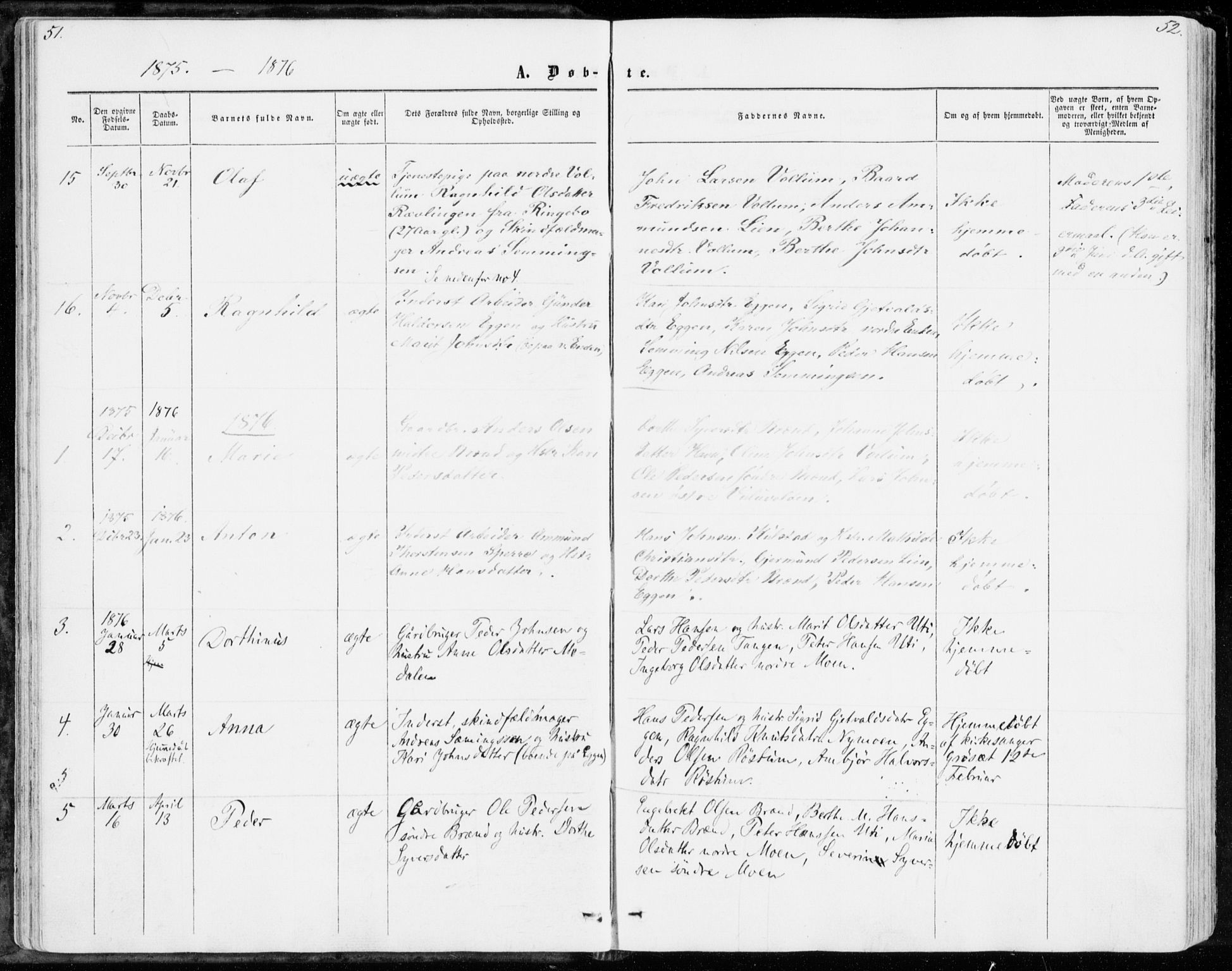 Sollia prestekontor, SAH/PREST-050/H/Ha/Haa/L0001: Parish register (official) no. 1, 1856-1885, p. 51-52