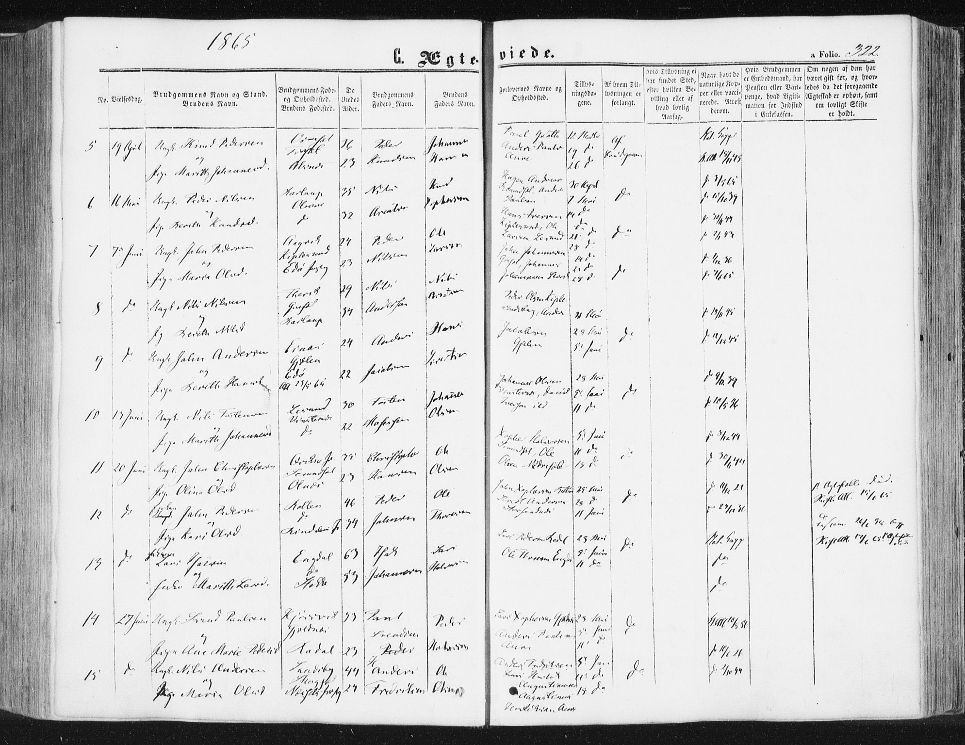 Ministerialprotokoller, klokkerbøker og fødselsregistre - Møre og Romsdal, SAT/A-1454/578/L0905: Parish register (official) no. 578A04, 1859-1877, p. 322