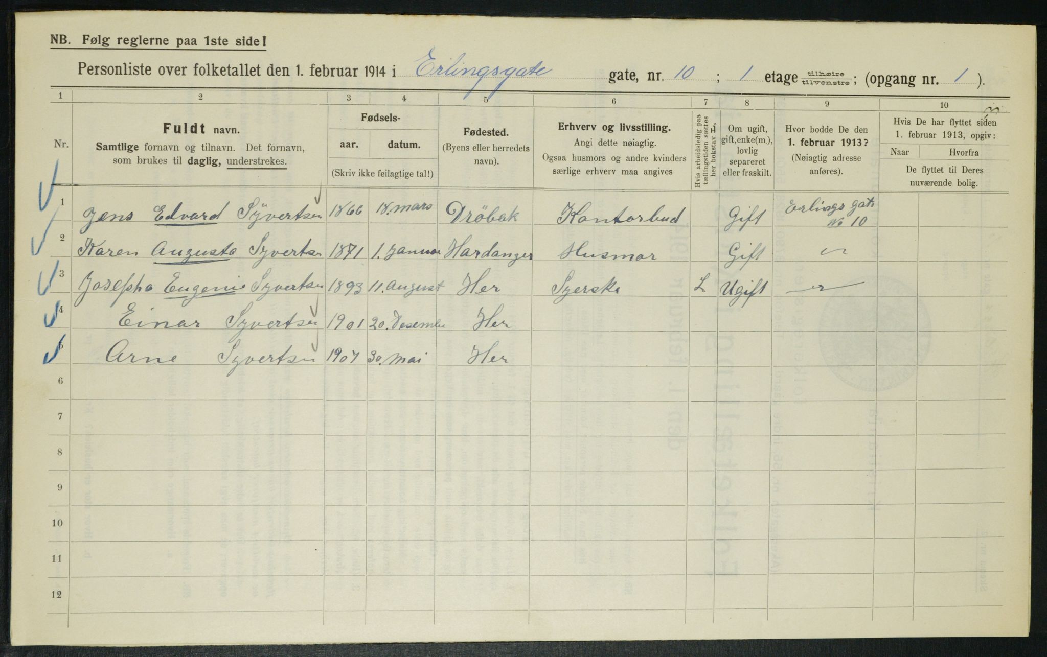 OBA, Municipal Census 1914 for Kristiania, 1914, p. 22168