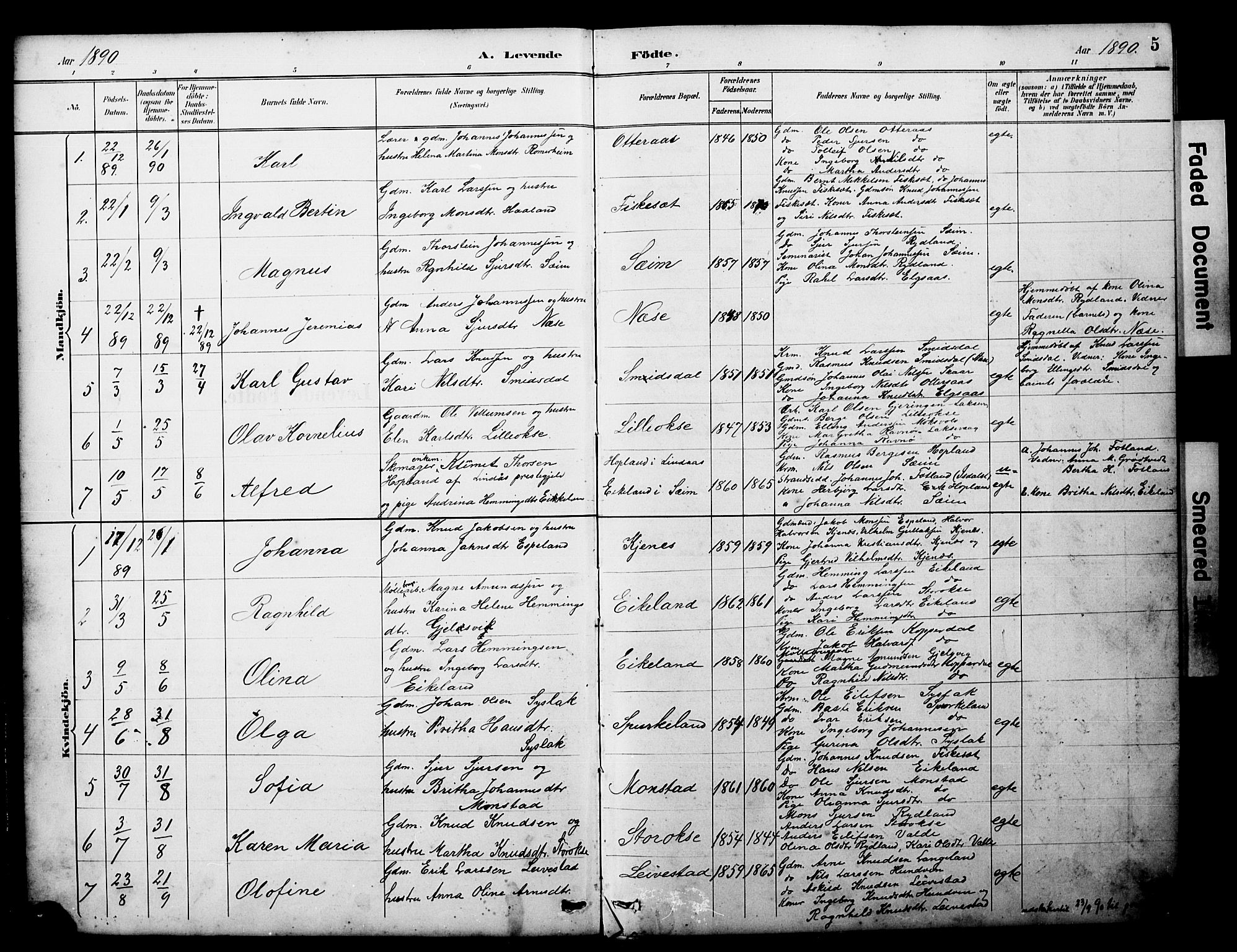 Alversund Sokneprestembete, SAB/A-73901/H/Ha/Hab: Parish register (copy) no. D 3, 1890-1908, p. 5