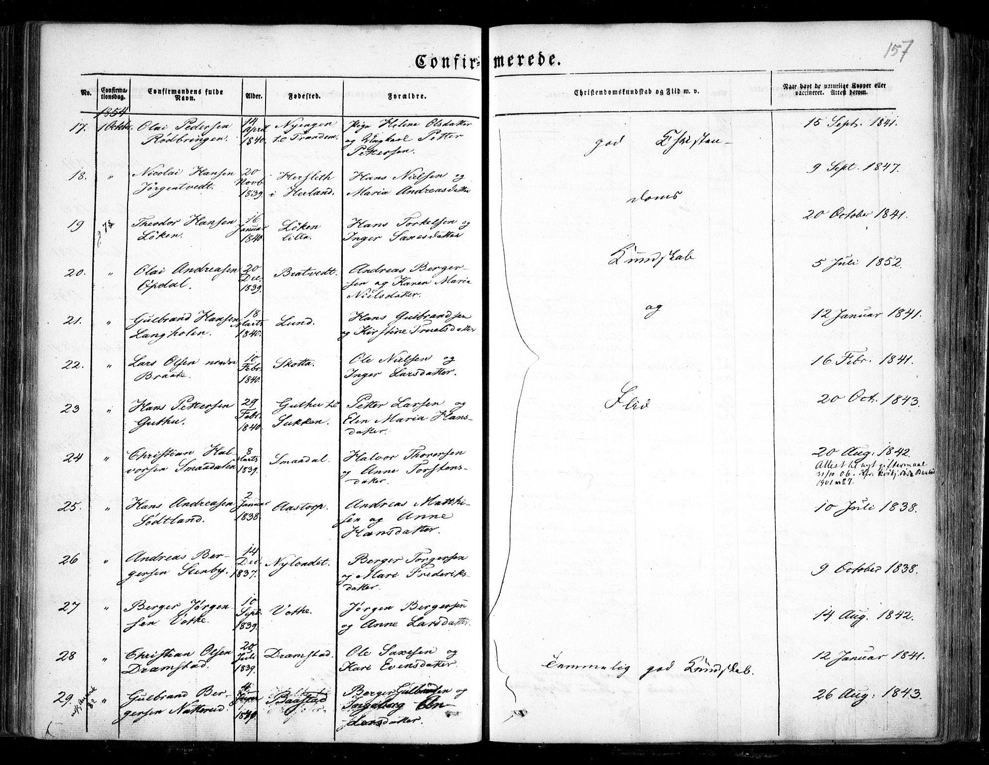 Trøgstad prestekontor Kirkebøker, SAO/A-10925/F/Fa/L0007: Parish register (official) no. I 7, 1845-1854, p. 157