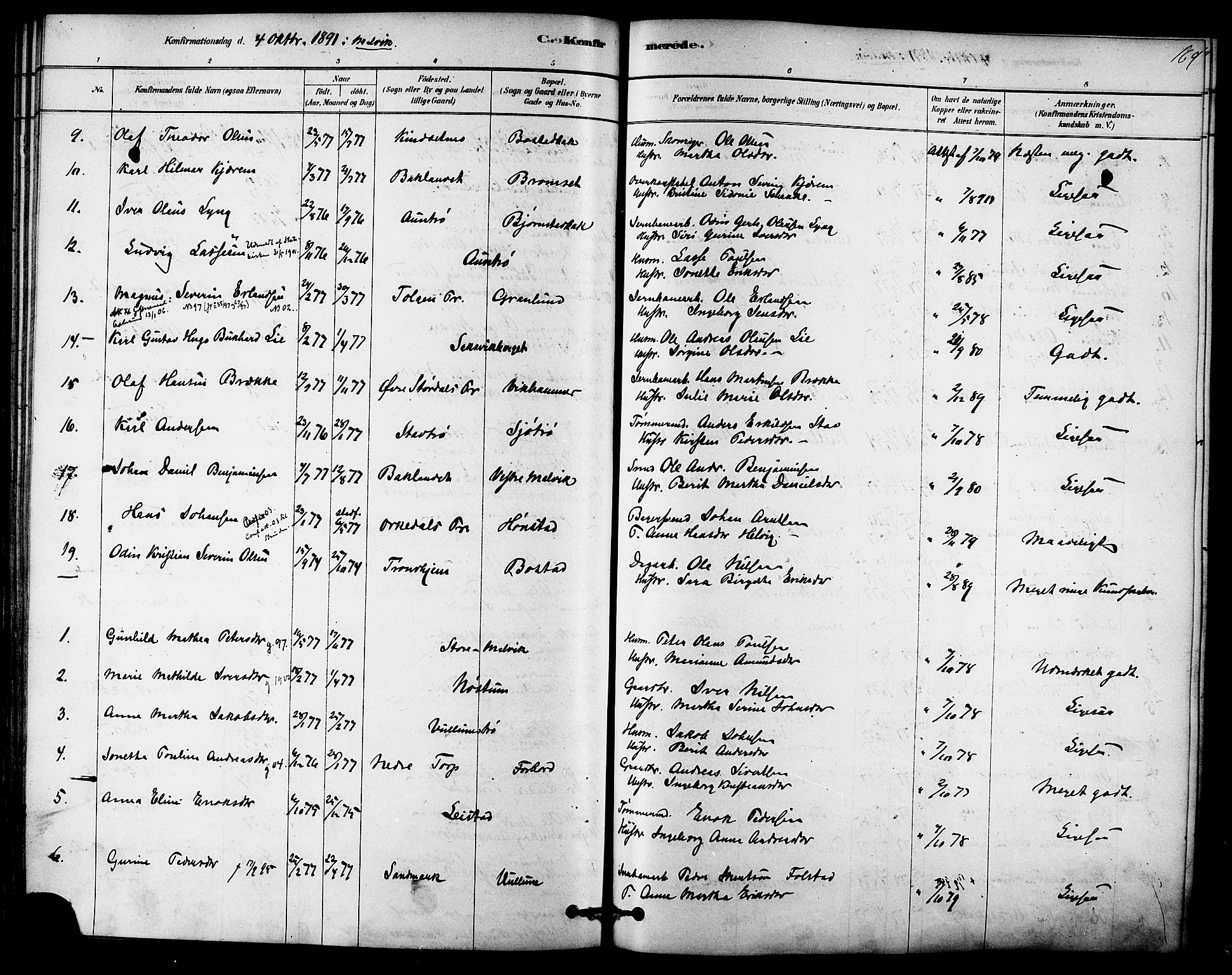 Ministerialprotokoller, klokkerbøker og fødselsregistre - Sør-Trøndelag, SAT/A-1456/616/L0410: Parish register (official) no. 616A07, 1878-1893, p. 169
