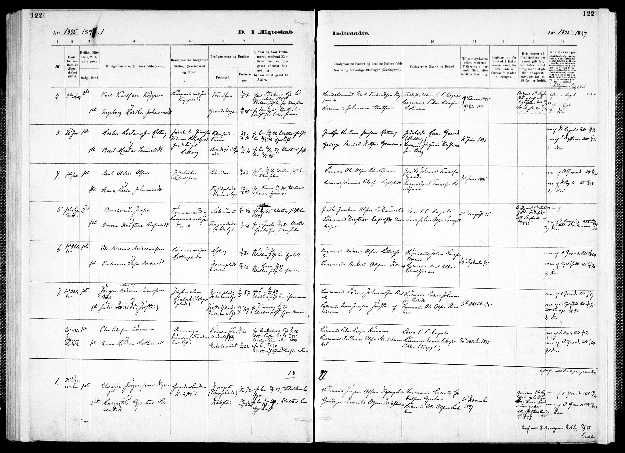 Ministerialprotokoller, klokkerbøker og fødselsregistre - Nord-Trøndelag, SAT/A-1458/733/L0325: Parish register (official) no. 733A04, 1884-1908, p. 122
