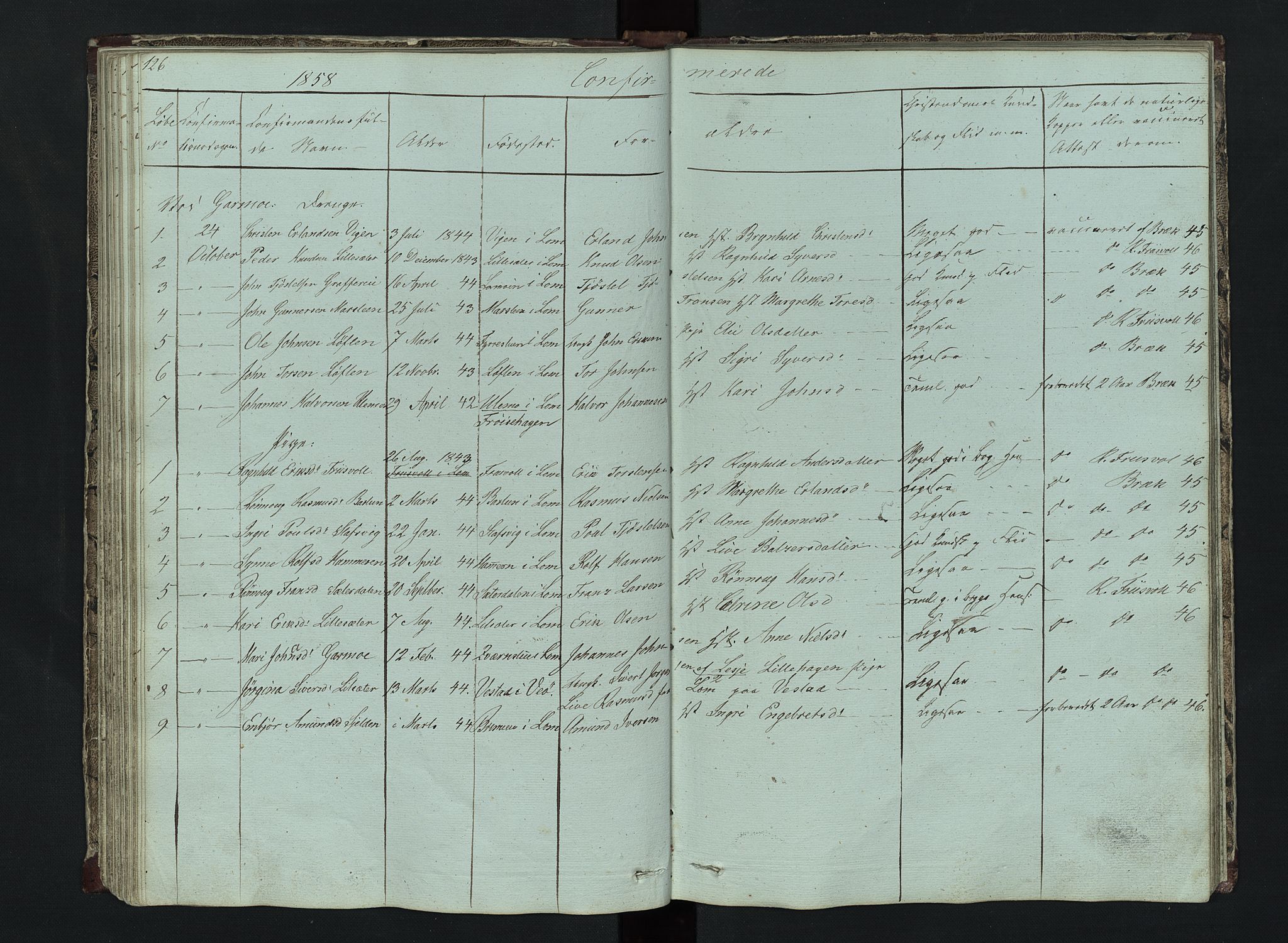 Lom prestekontor, SAH/PREST-070/L/L0014: Parish register (copy) no. 14, 1845-1876, p. 126-127