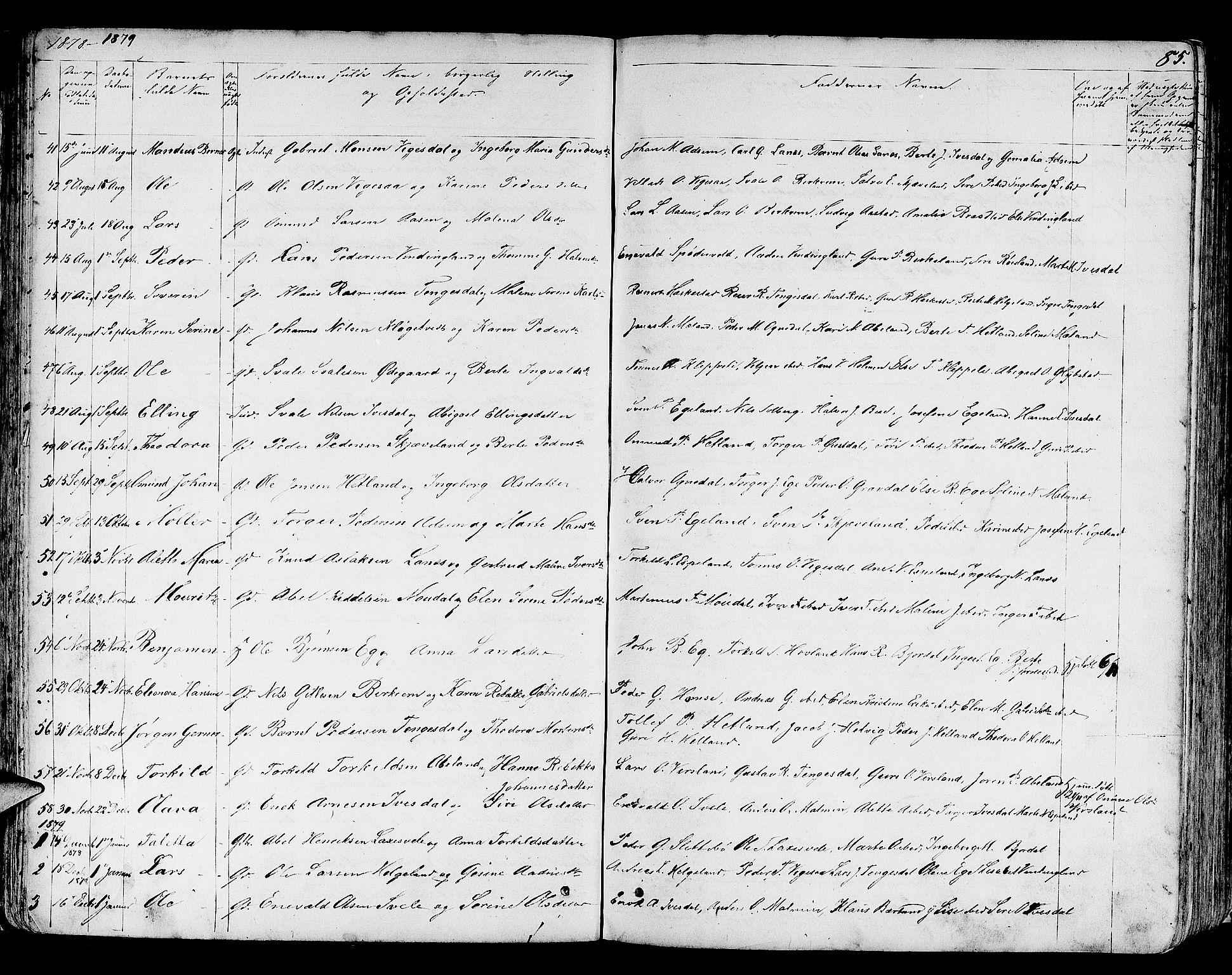 Helleland sokneprestkontor, SAST/A-101810: Parish register (copy) no. B 3, 1847-1886, p. 85