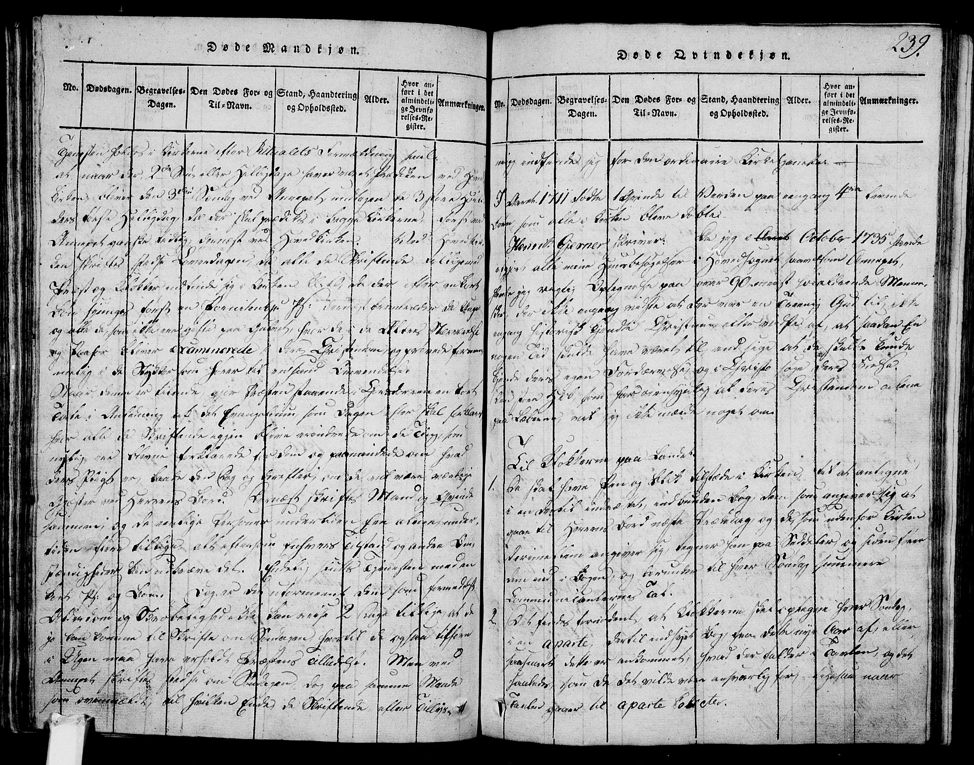 Våle kirkebøker, AV/SAKO-A-334/G/Ga/L0001: Parish register (copy) no. I 1, 1814-1824, p. 238-239