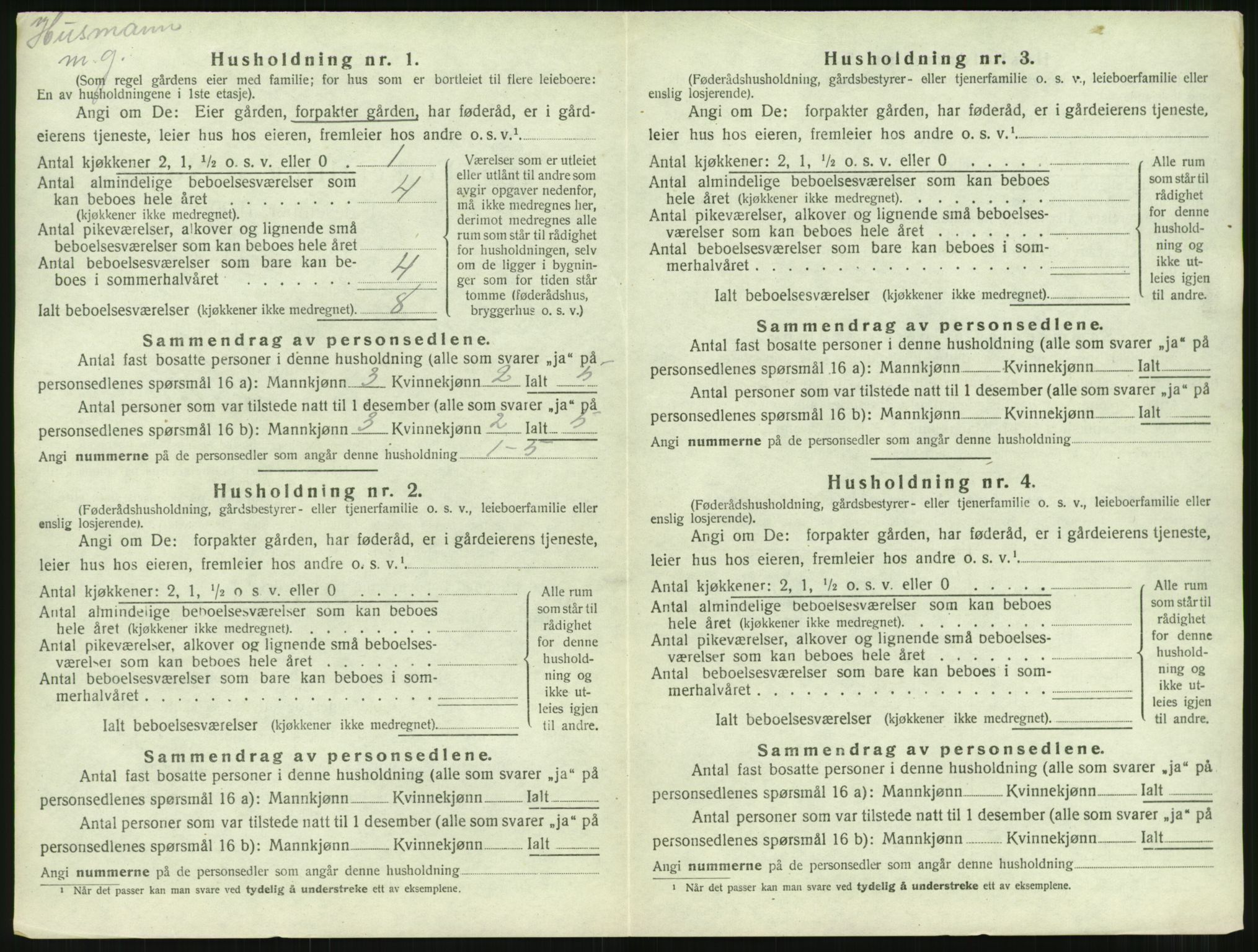 SAT, 1920 census for Tingvoll, 1920, p. 287