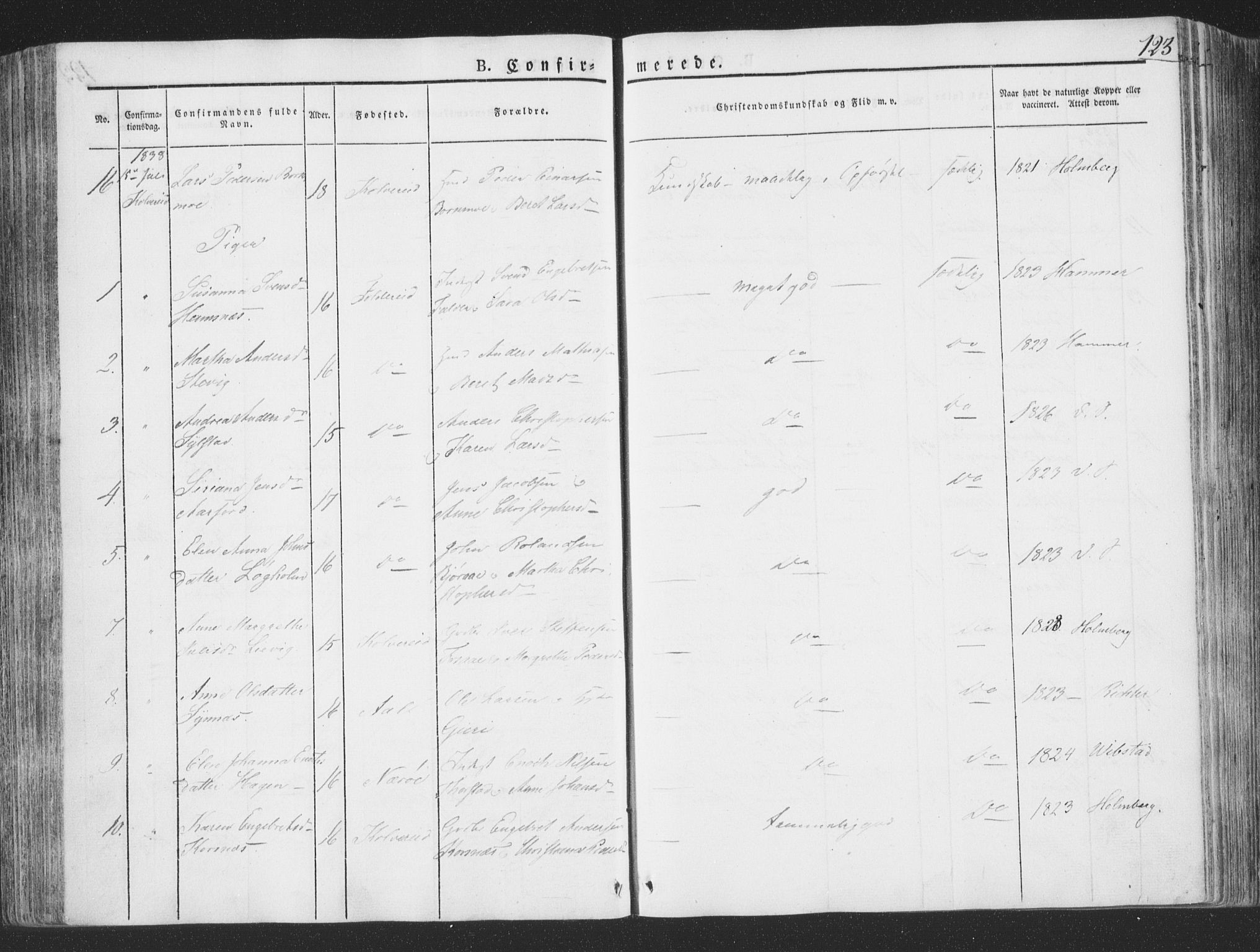 Ministerialprotokoller, klokkerbøker og fødselsregistre - Nord-Trøndelag, AV/SAT-A-1458/780/L0639: Parish register (official) no. 780A04, 1830-1844, p. 123