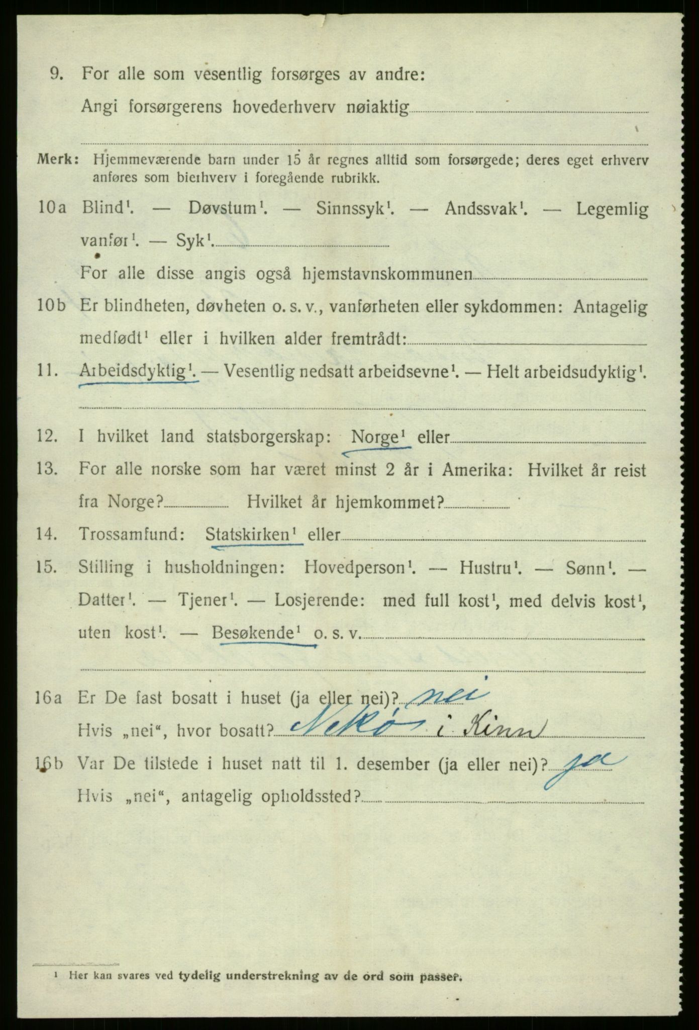 SAB, 1920 census for Kinn, 1920, p. 3438