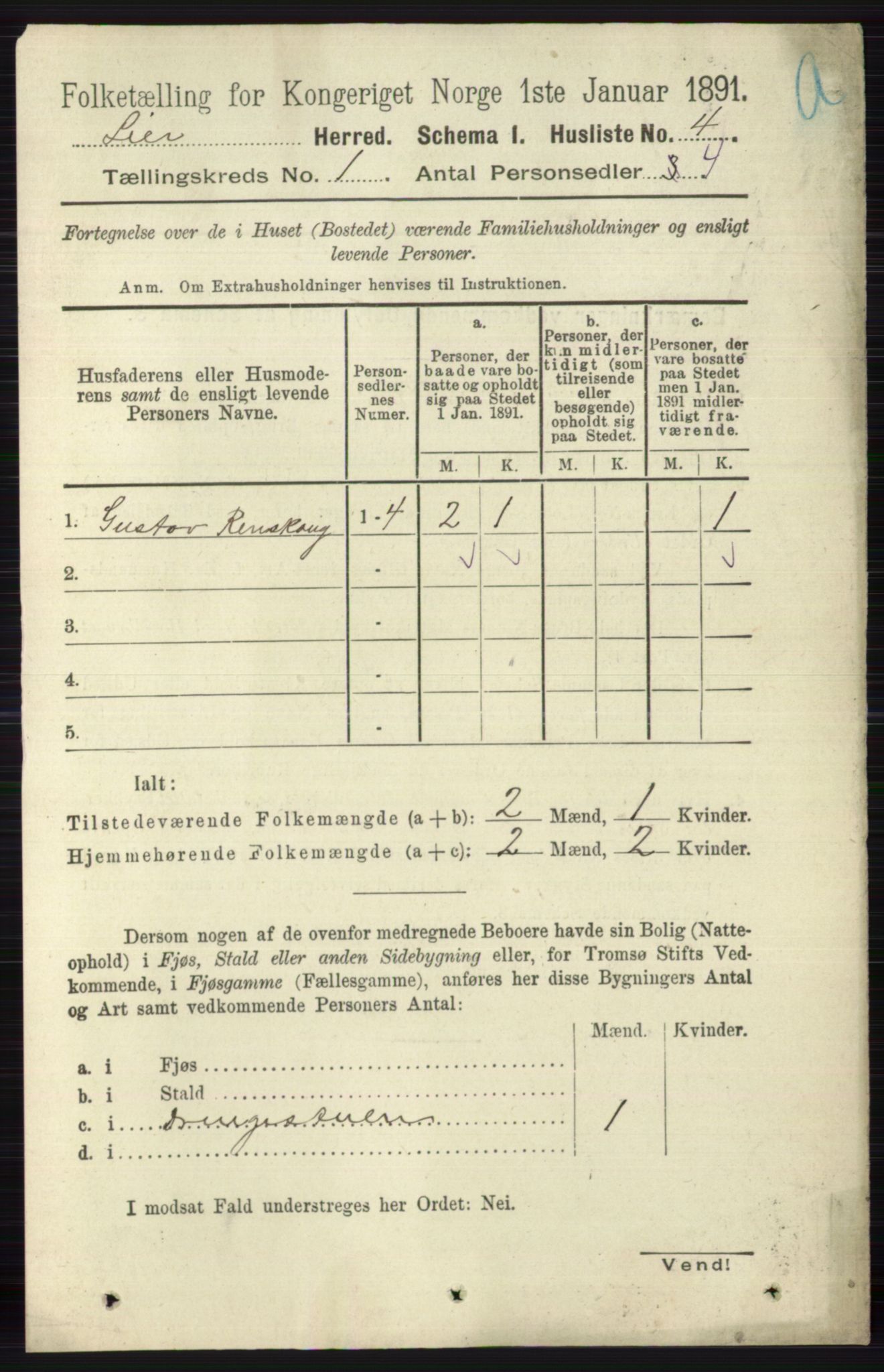 RA, 1891 census for 0626 Lier, 1891, p. 49