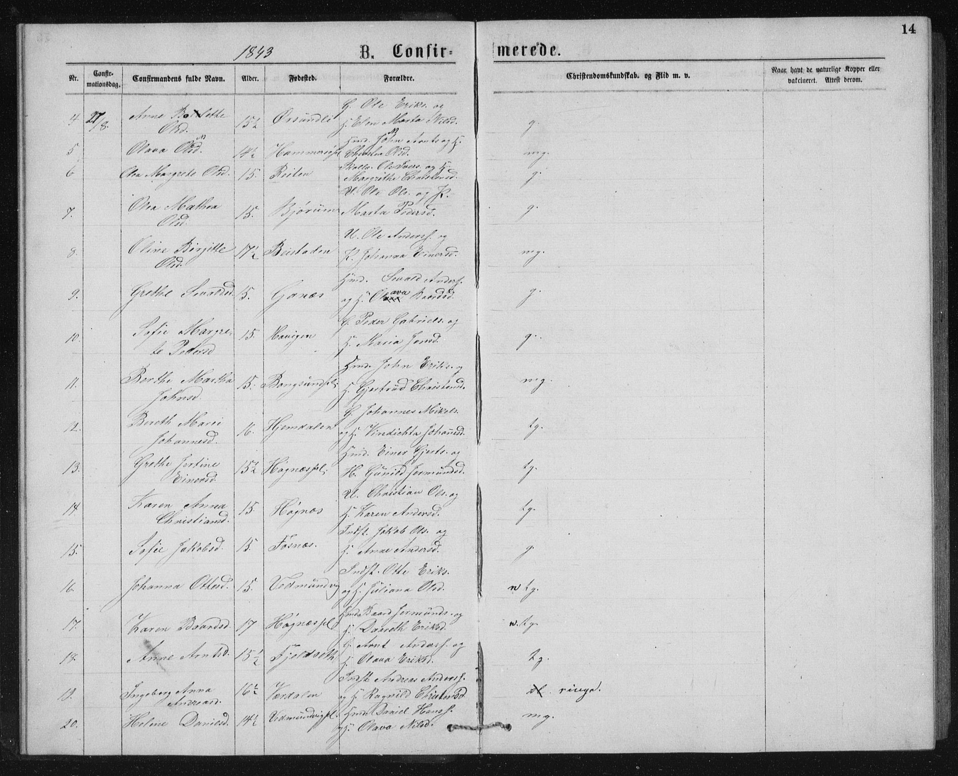 Ministerialprotokoller, klokkerbøker og fødselsregistre - Nord-Trøndelag, AV/SAT-A-1458/768/L0567: Parish register (official) no. 768A02, 1837-1865, p. 14