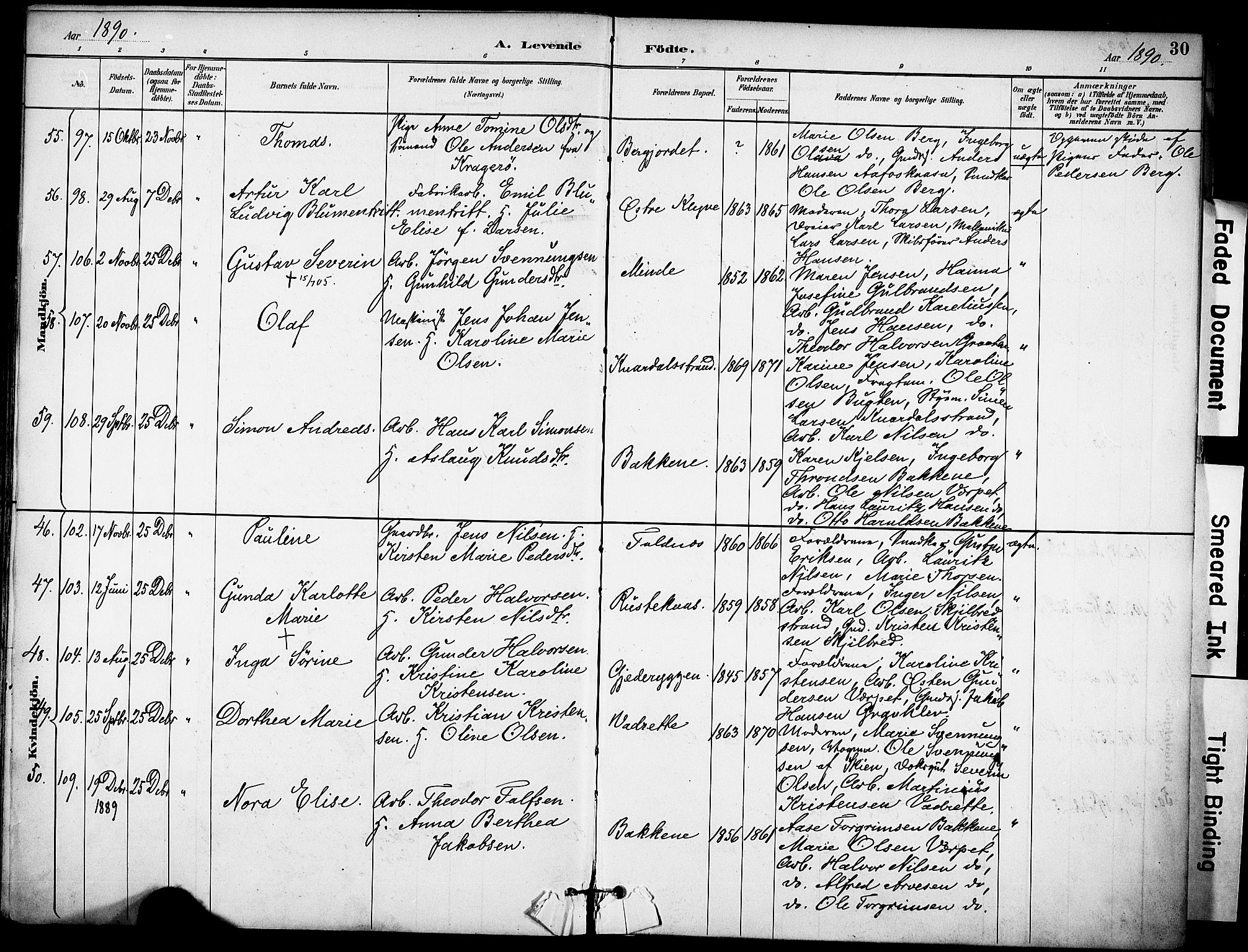 Solum kirkebøker, SAKO/A-306/F/Fa/L0010: Parish register (official) no. I 10, 1888-1898, p. 30