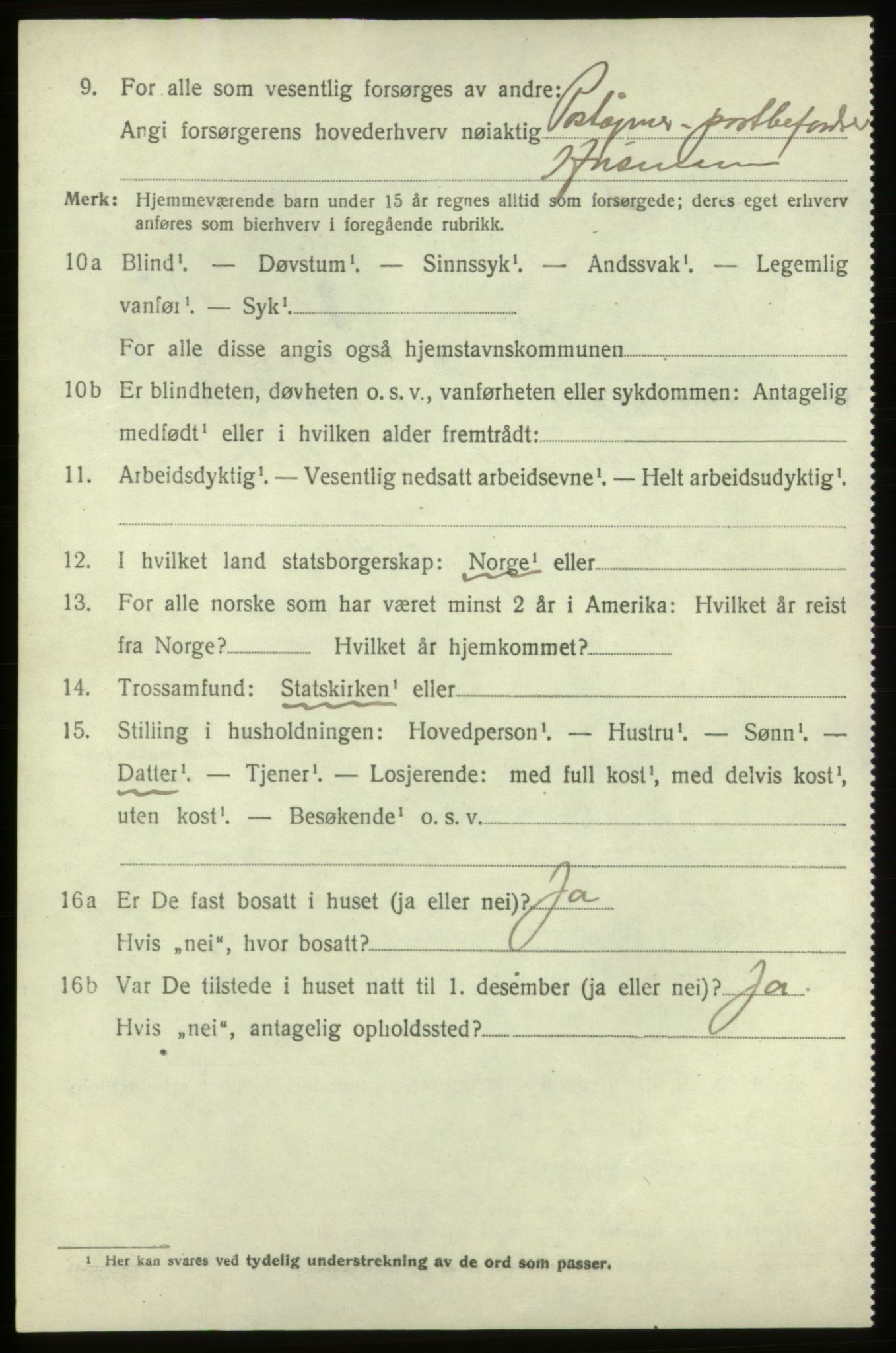 SAB, 1920 census for Fitjar, 1920, p. 3291