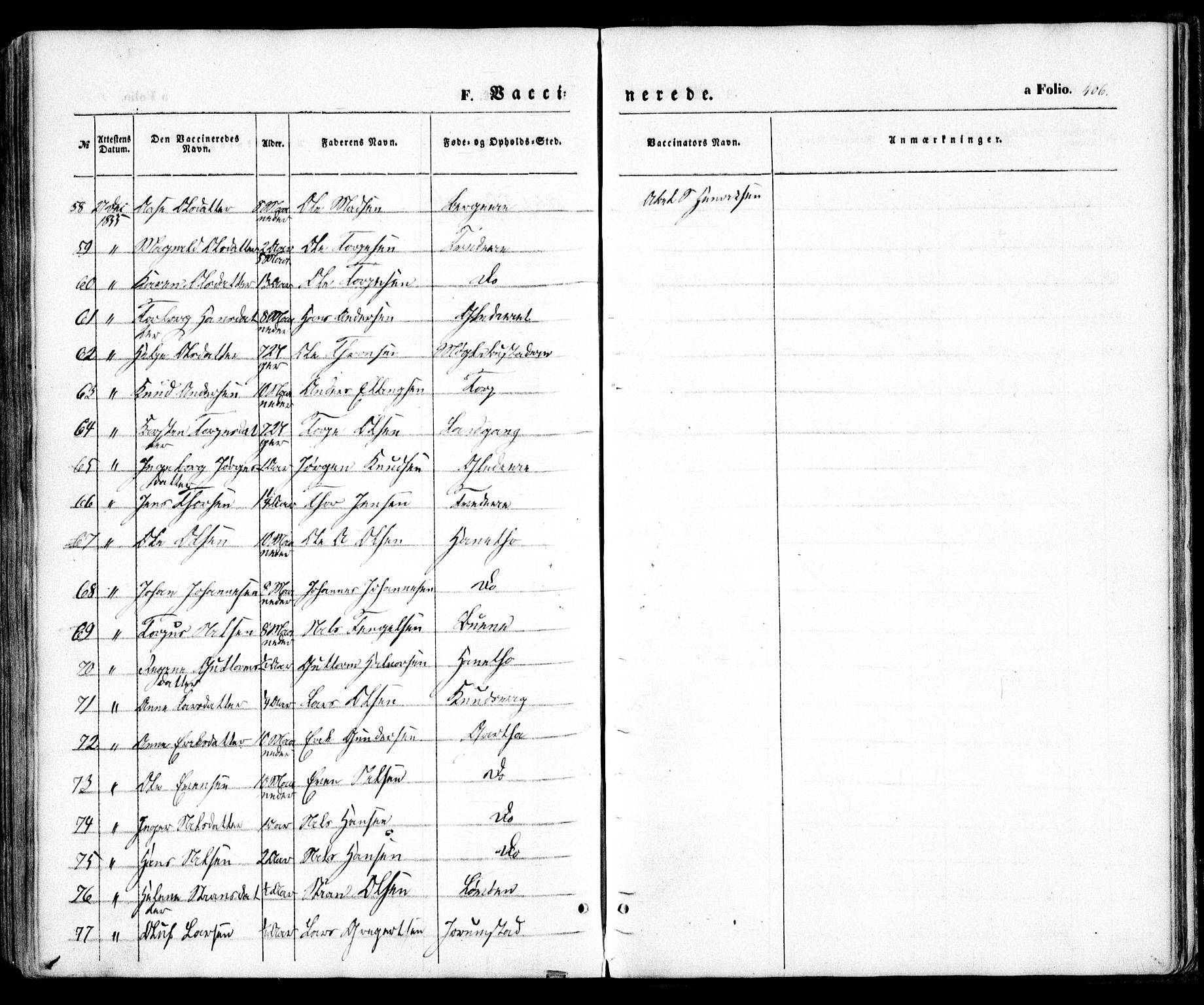 Holt sokneprestkontor, AV/SAK-1111-0021/F/Fa/L0008: Parish register (official) no. A 8, 1849-1860, p. 406