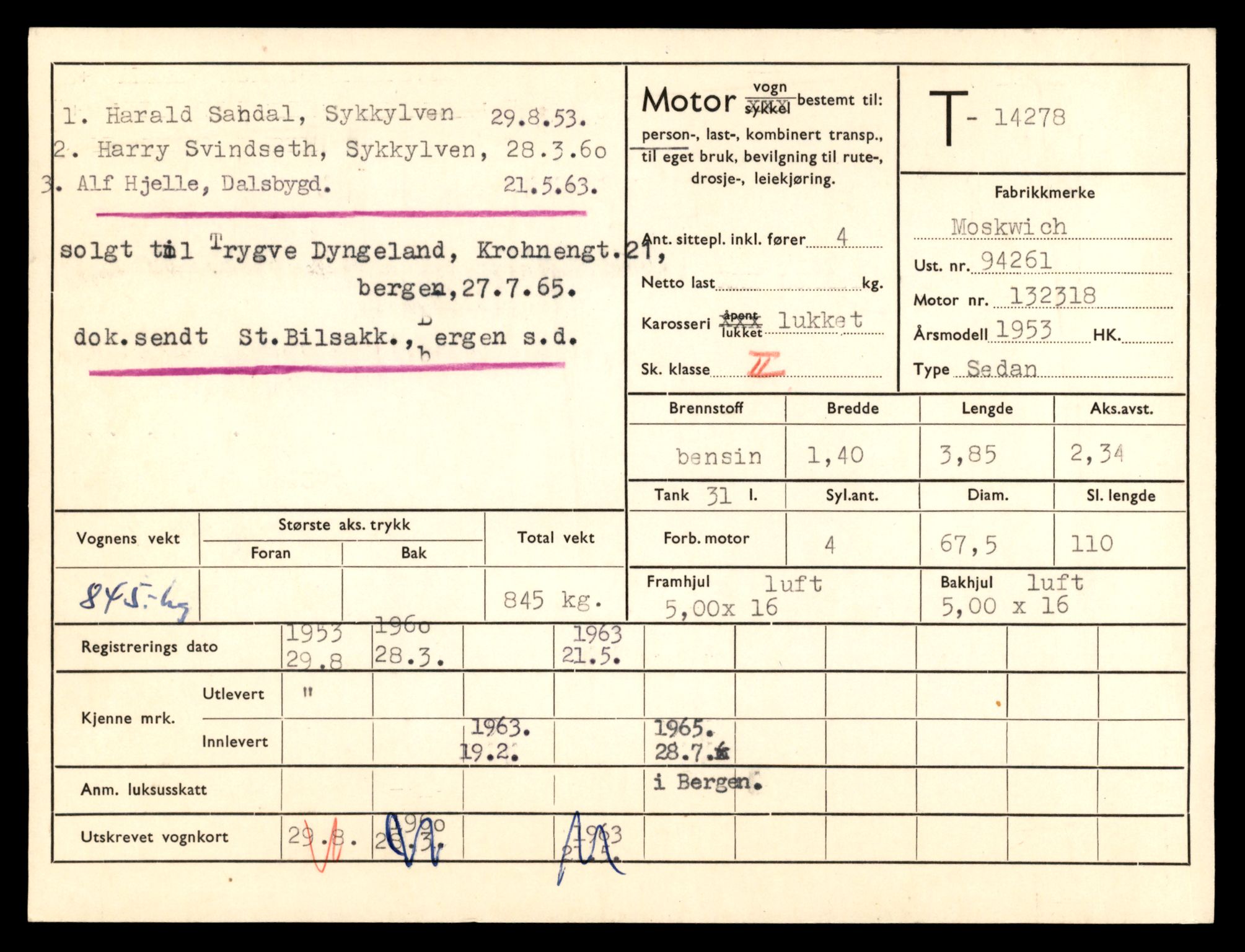 Møre og Romsdal vegkontor - Ålesund trafikkstasjon, AV/SAT-A-4099/F/Fe/L0044: Registreringskort for kjøretøy T 14205 - T 14319, 1927-1998, p. 2161