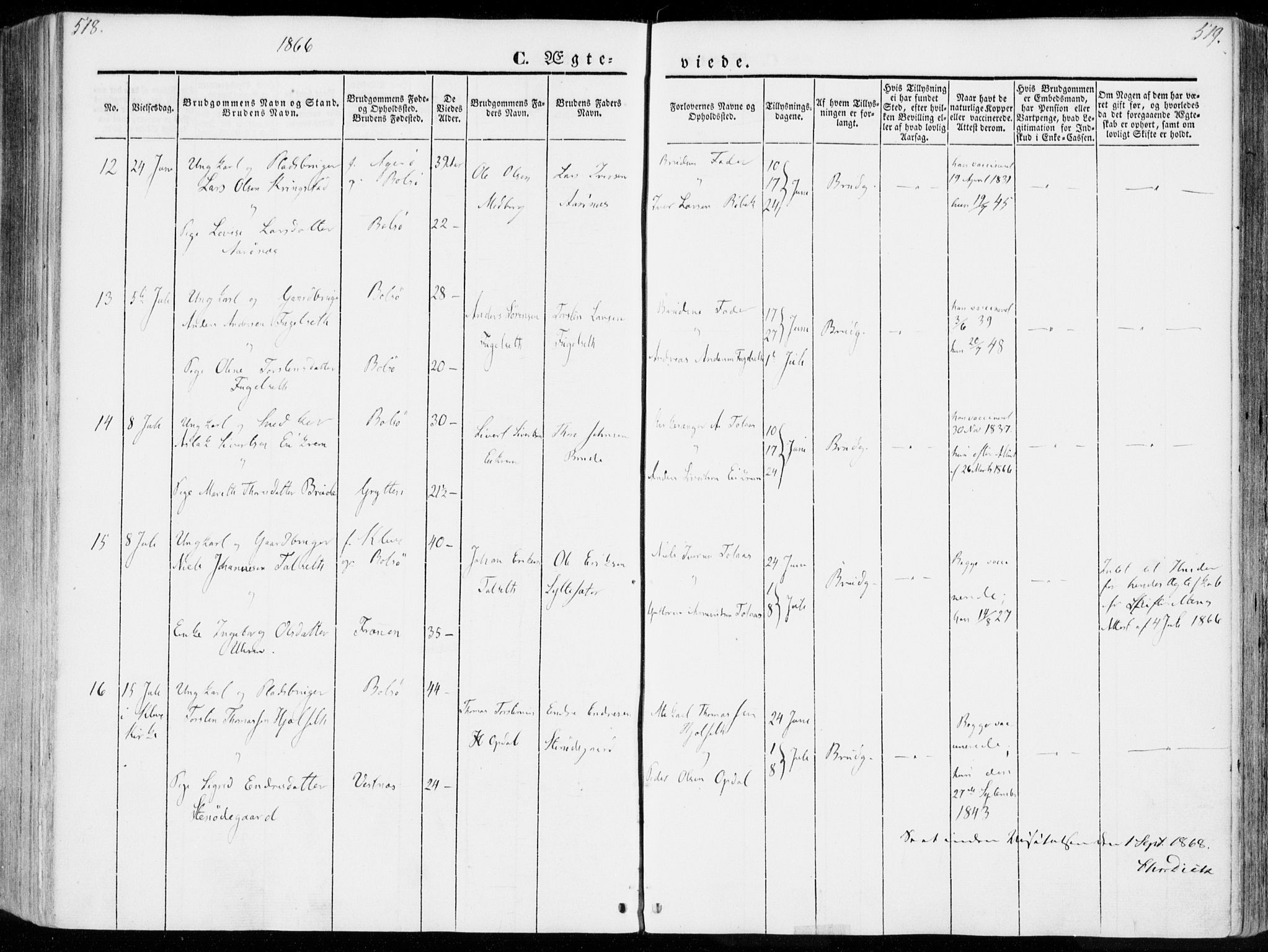 Ministerialprotokoller, klokkerbøker og fødselsregistre - Møre og Romsdal, SAT/A-1454/555/L0653: Parish register (official) no. 555A04, 1843-1869, p. 518-519