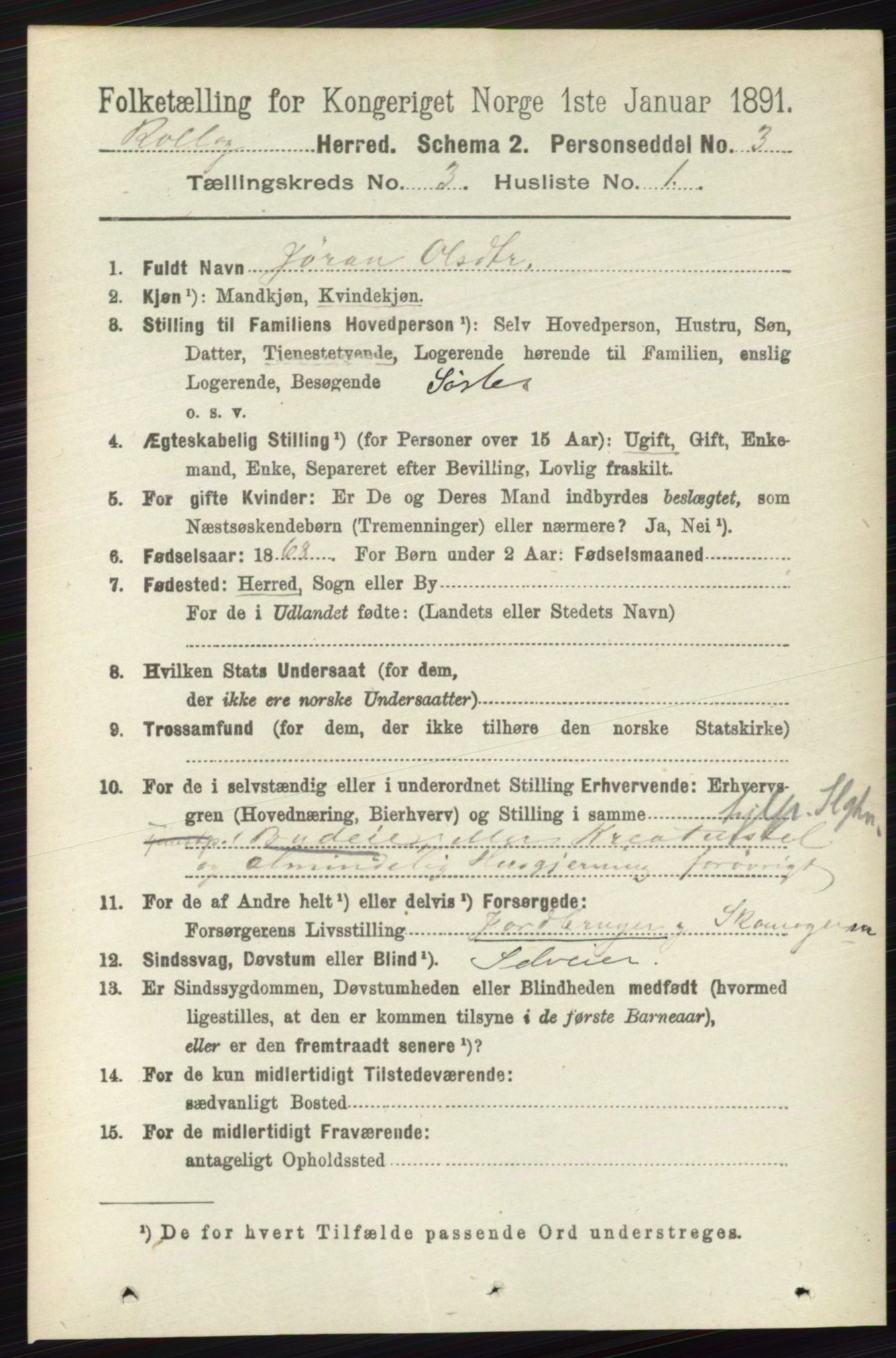 RA, 1891 census for 0632 Rollag, 1891, p. 923