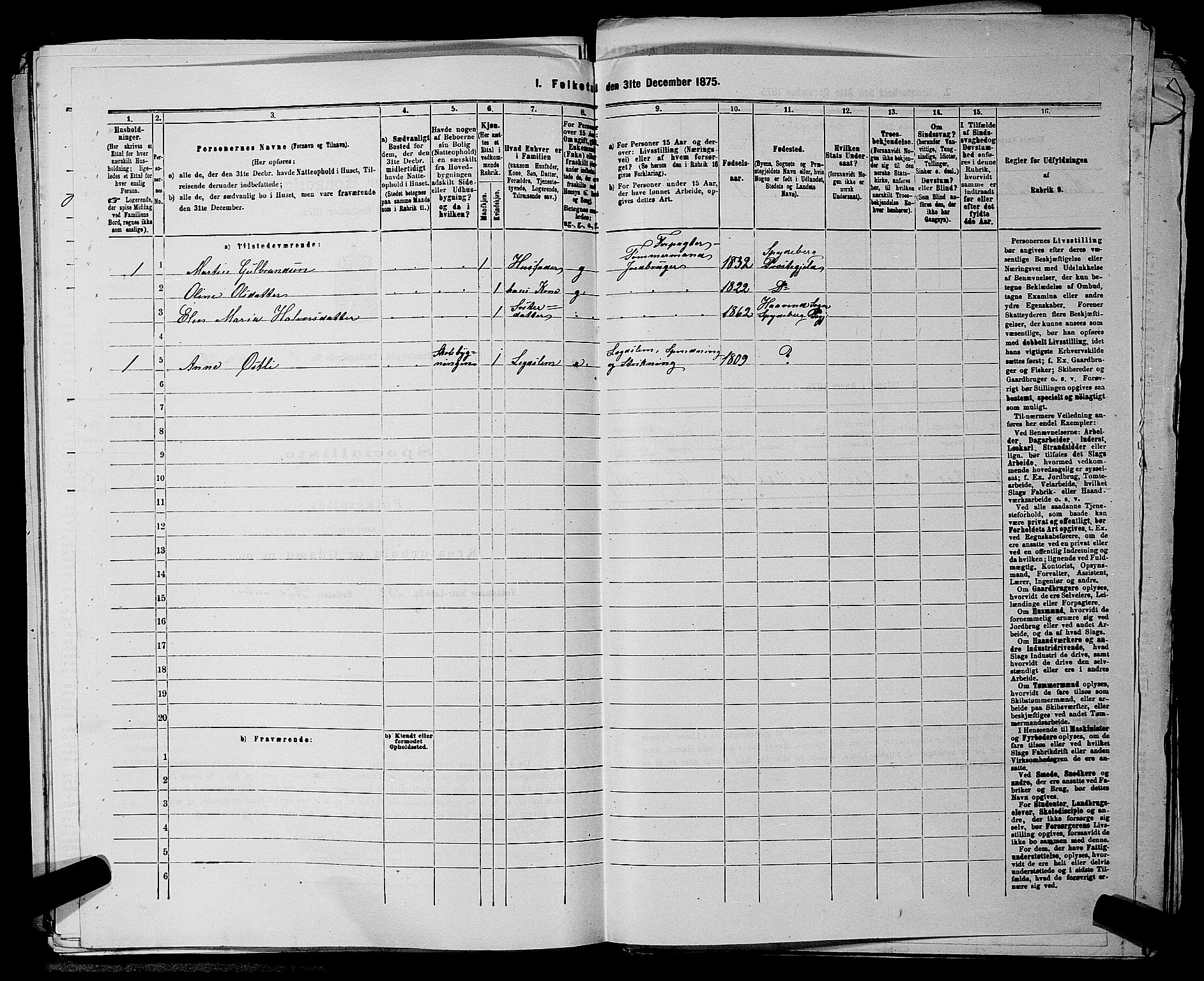 RA, 1875 census for 0123P Spydeberg, 1875, p. 686