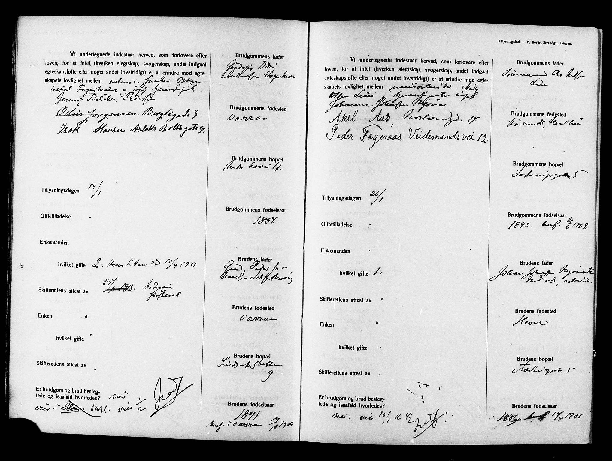 Ministerialprotokoller, klokkerbøker og fødselsregistre - Sør-Trøndelag, AV/SAT-A-1456/604/L0194: Banns register no. 604A15, 1912-1916