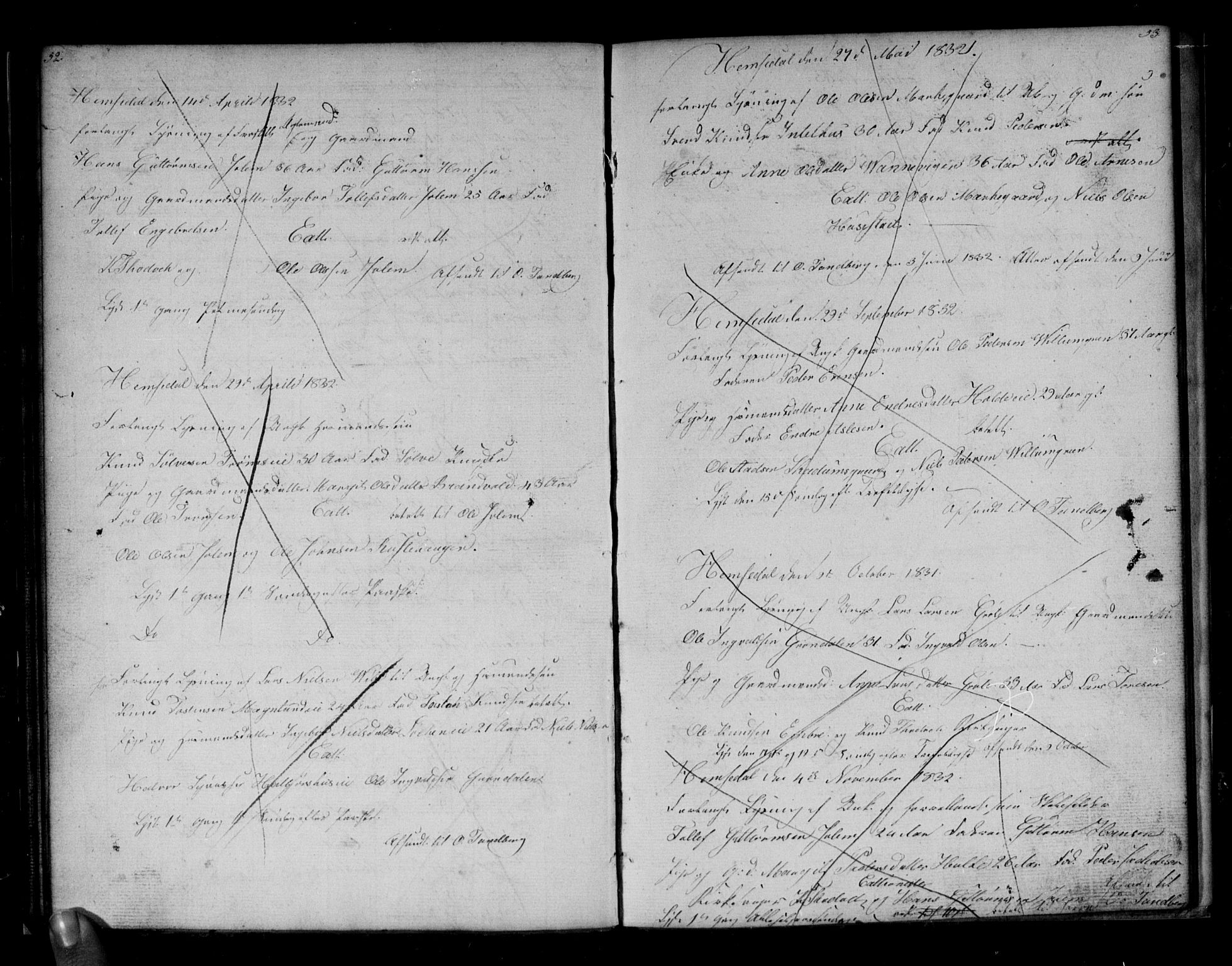 Gol kirkebøker, SAKO/A-226/G/Gb/L0001: Parish register (copy) no. II 1, 1831-1838, p. 52-53