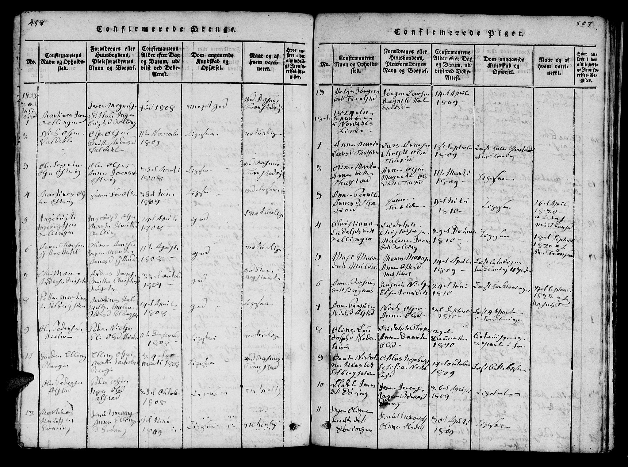 Ministerialprotokoller, klokkerbøker og fødselsregistre - Møre og Romsdal, SAT/A-1454/519/L0246: Parish register (official) no. 519A05, 1817-1834, p. 498-499