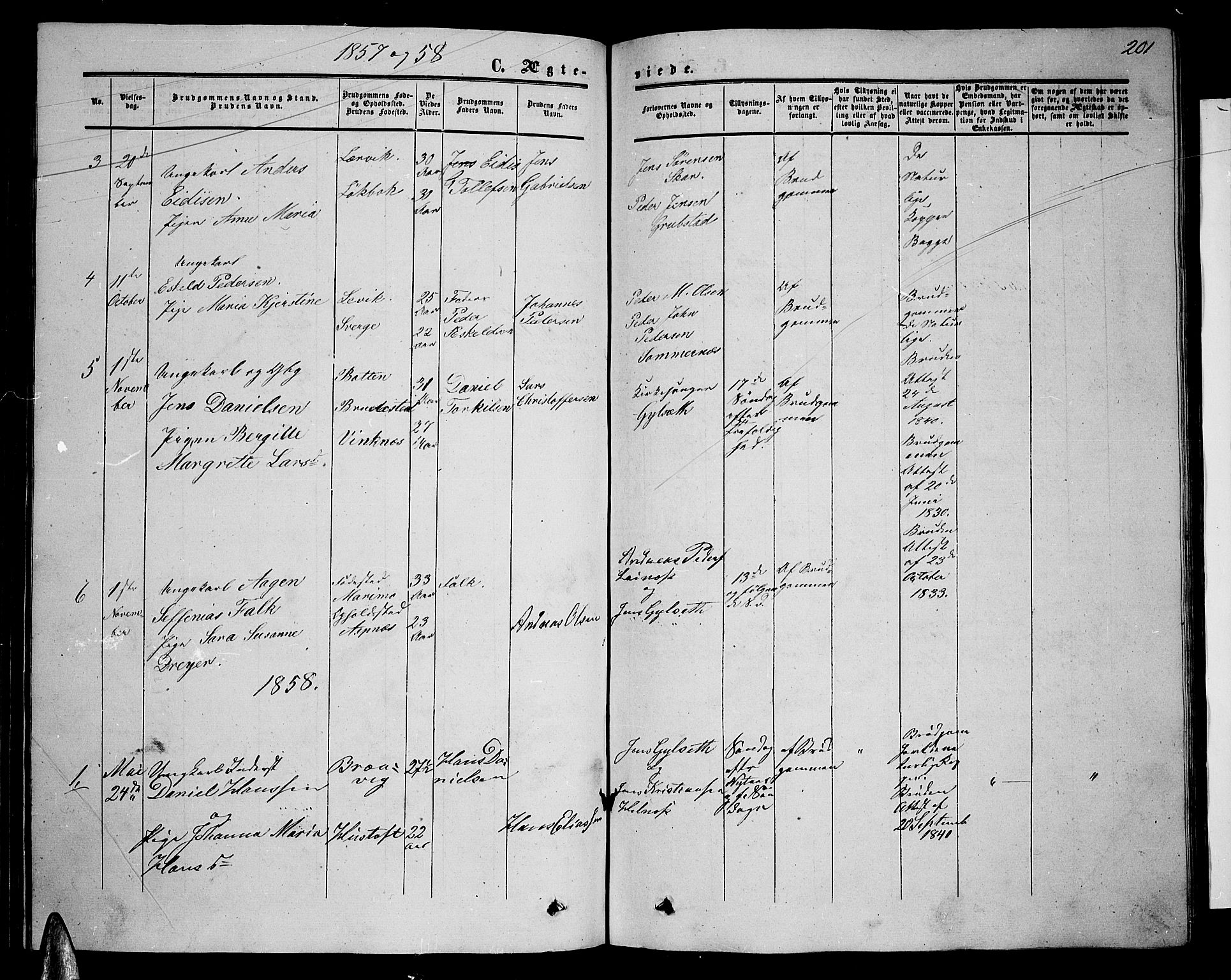 Ministerialprotokoller, klokkerbøker og fødselsregistre - Nordland, AV/SAT-A-1459/857/L0827: Parish register (copy) no. 857C02, 1852-1879, p. 201