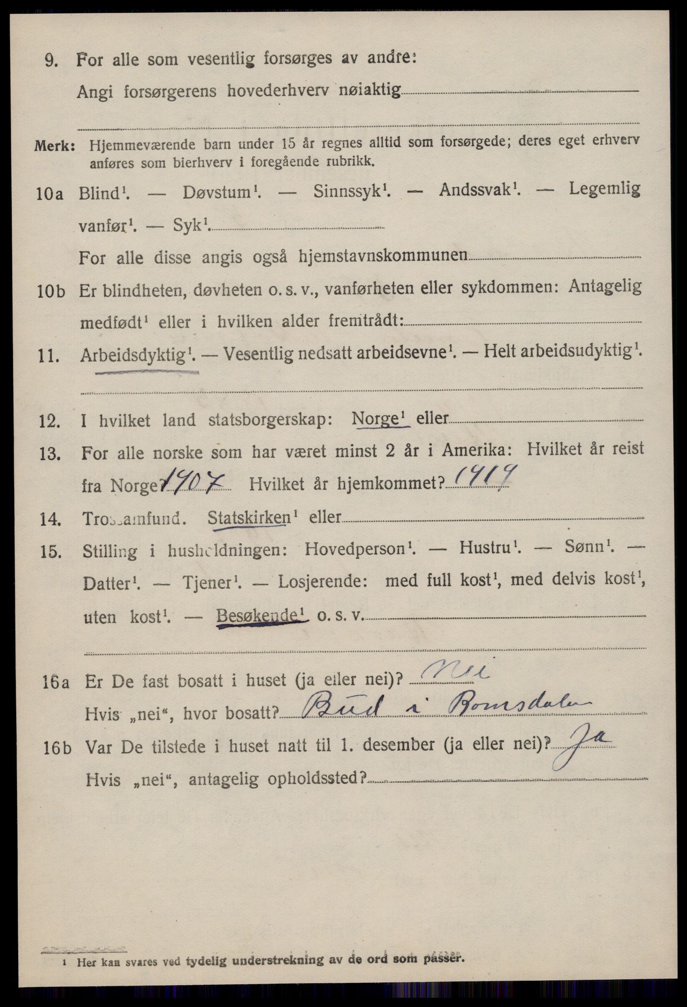 SAT, 1920 census for Hustad, 1920, p. 3580