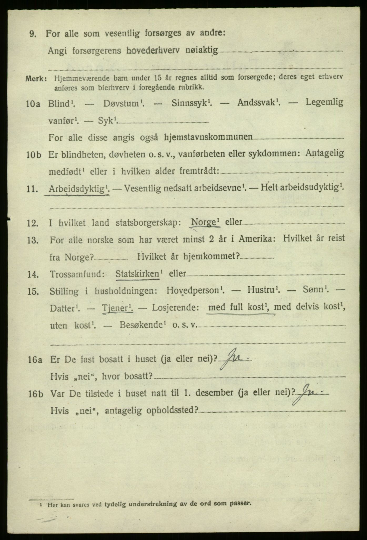 SAB, 1920 census for Nord-Vågsøy, 1920, p. 1033