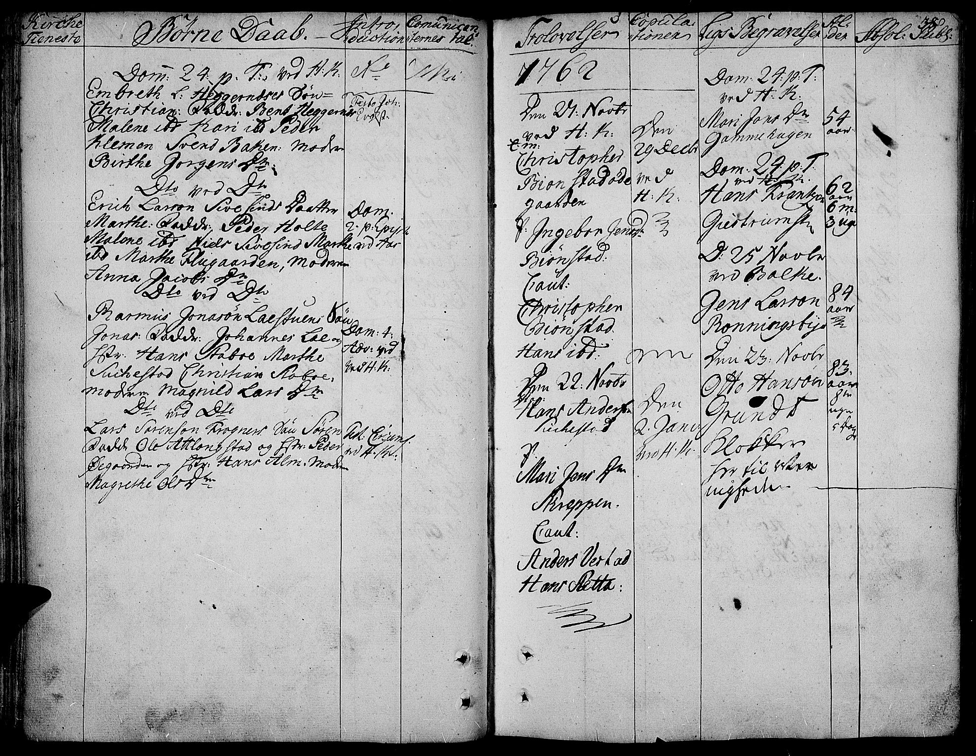 Toten prestekontor, SAH/PREST-102/H/Ha/Haa/L0005: Parish register (official) no. 5, 1761-1772, p. 38