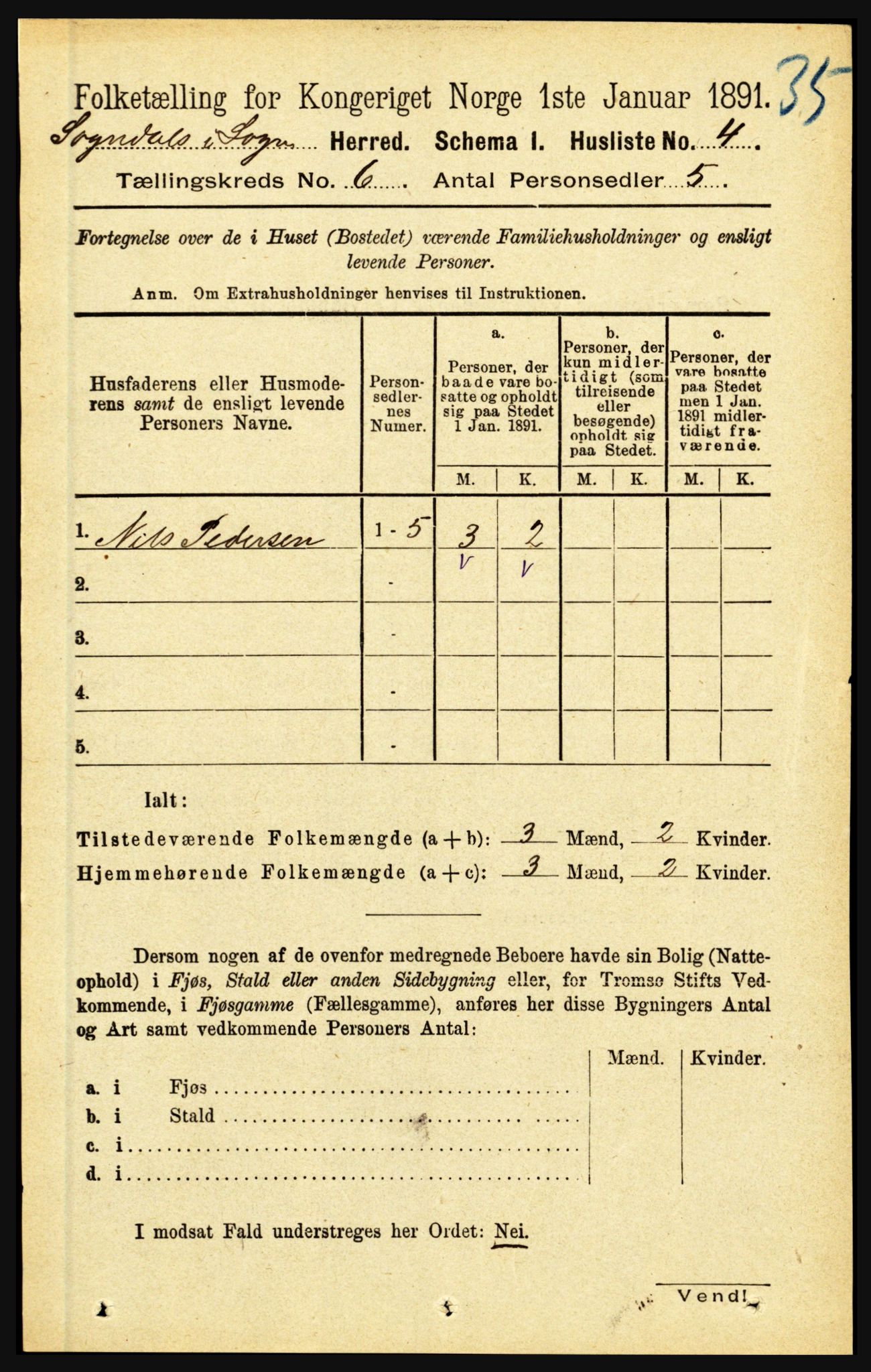 RA, 1891 census for 1420 Sogndal, 1891, p. 2550