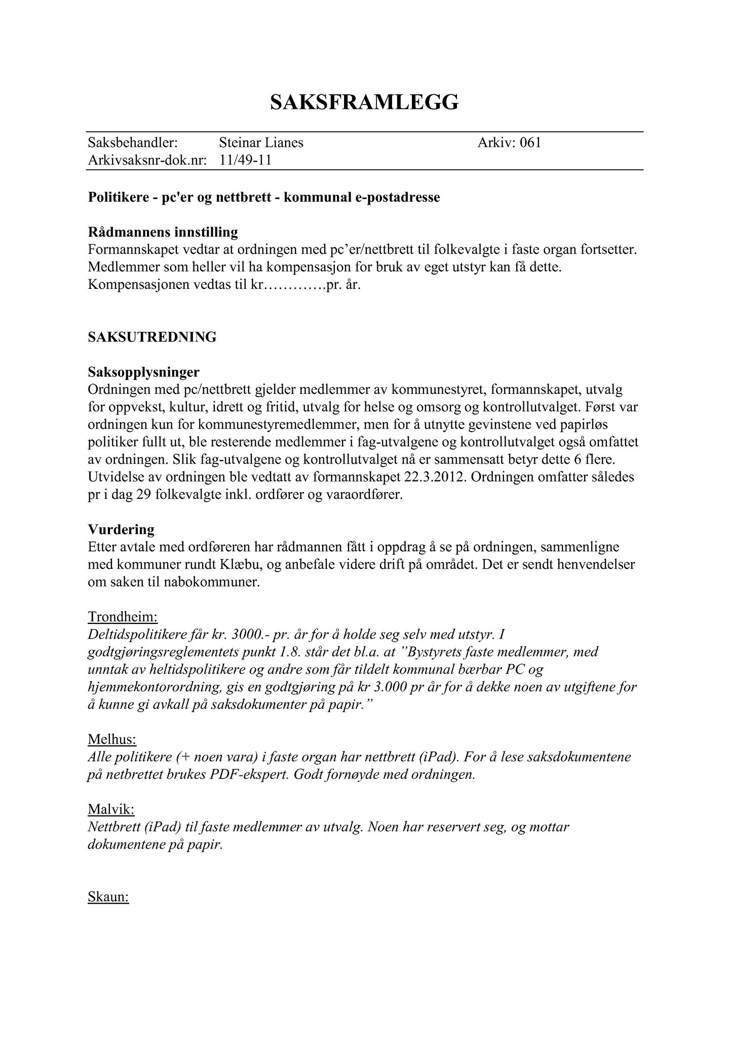 Klæbu Kommune, TRKO/KK/02-FS/L008: Formannsskapet - Møtedokumenter, 2015, p. 1947