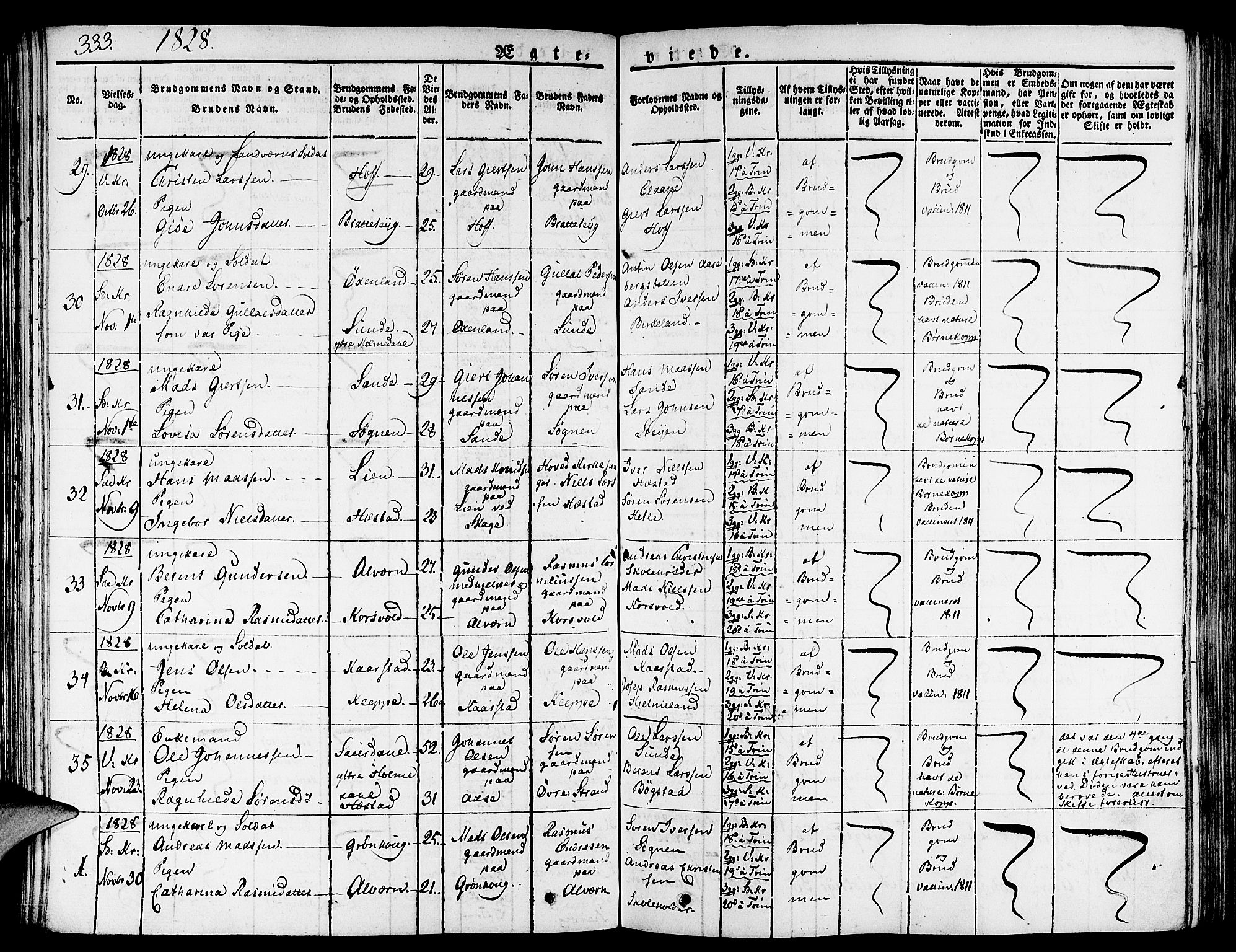 Gaular sokneprestembete, SAB/A-80001/H/Haa: Parish register (official) no. A 3, 1821-1840, p. 333