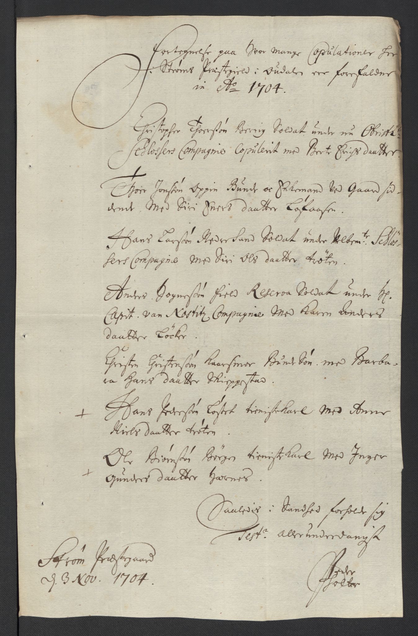 Rentekammeret inntil 1814, Reviderte regnskaper, Fogderegnskap, AV/RA-EA-4092/R13/L0842: Fogderegnskap Solør, Odal og Østerdal, 1704, p. 259